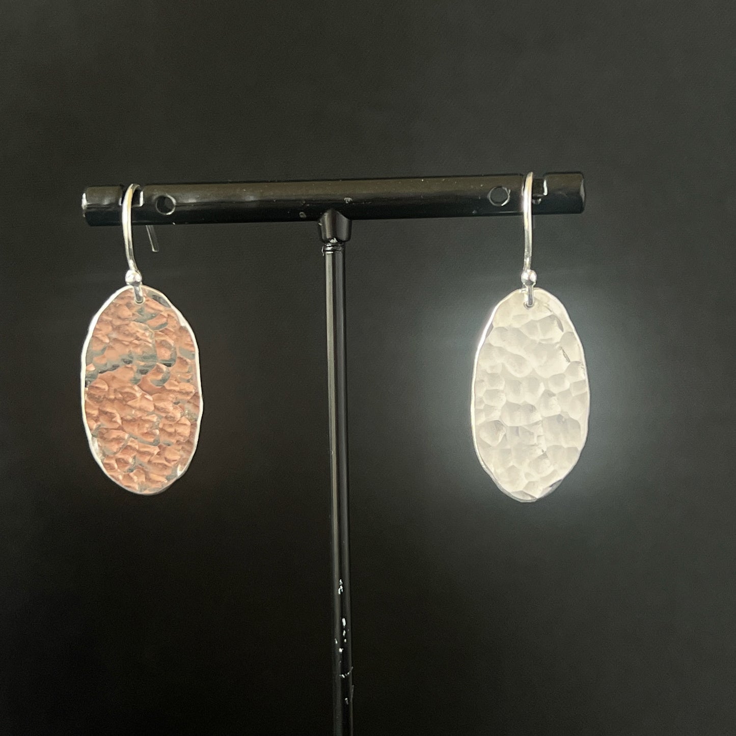 Sterling Silver Hammered Oval Earrings
