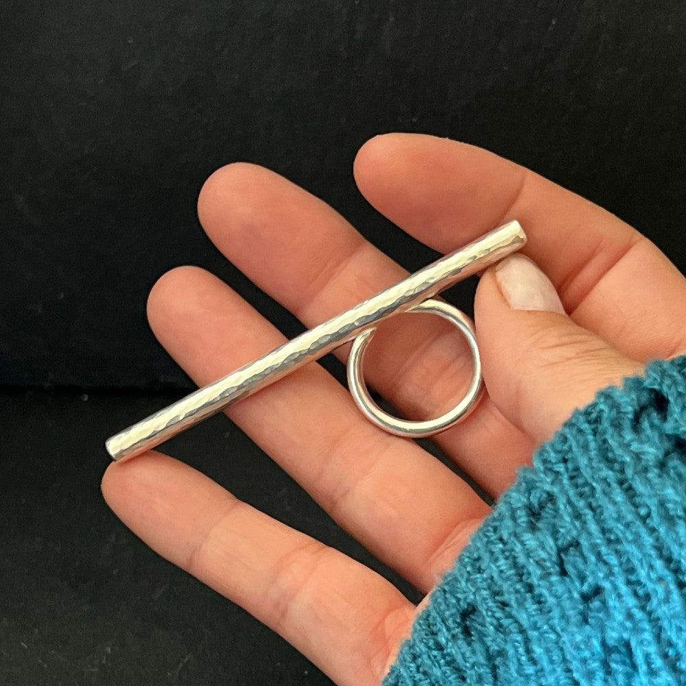 Hammered Sterling Silver Bar Ring - Size P½