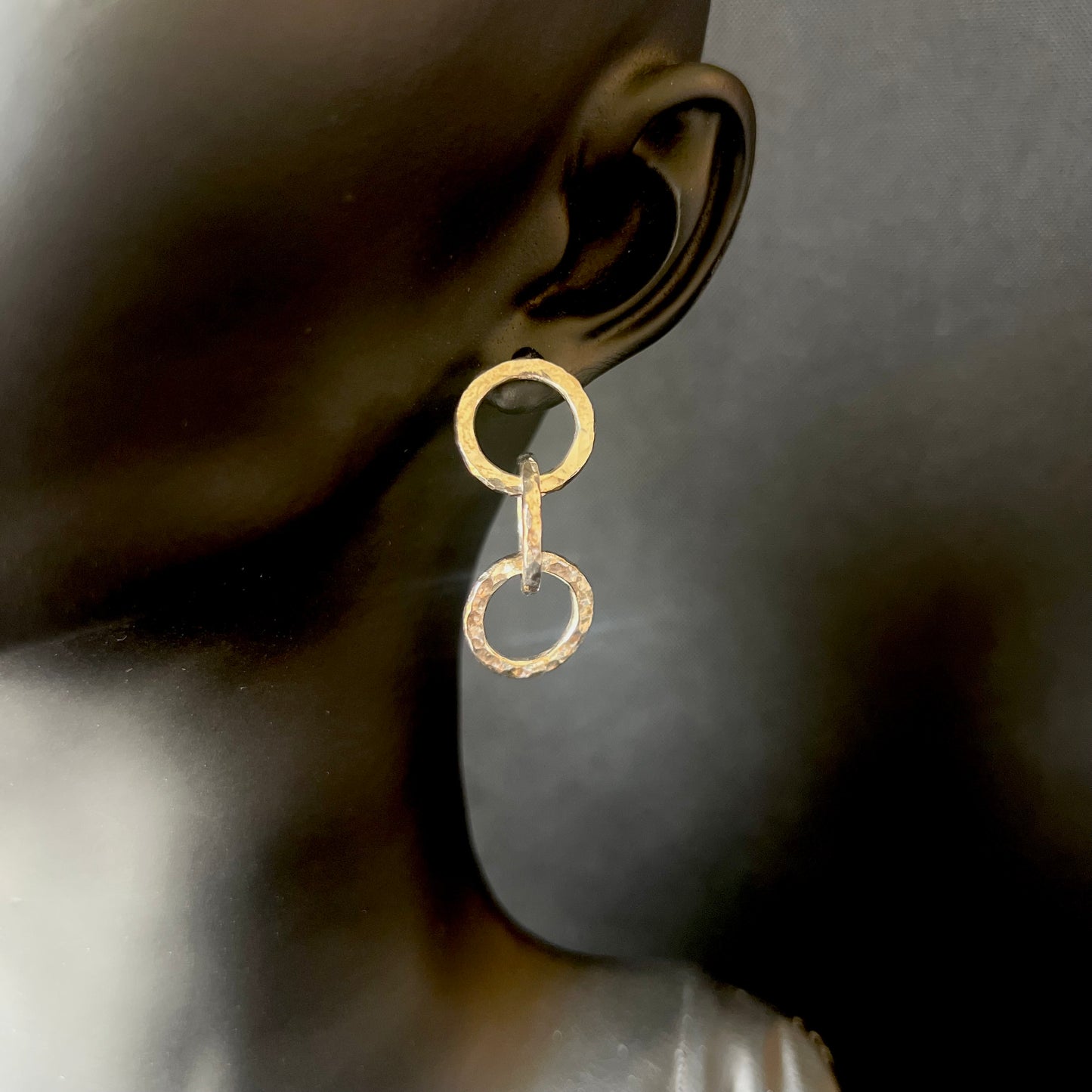 Hammered Circle Sterling Silver Stud Earrings