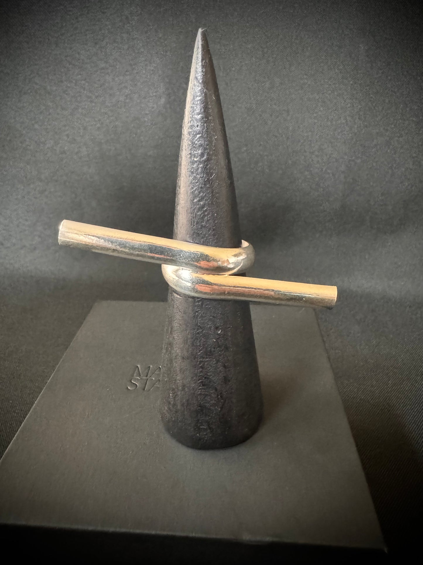 Long Wrap Over Sterling Silver Ring - Size P