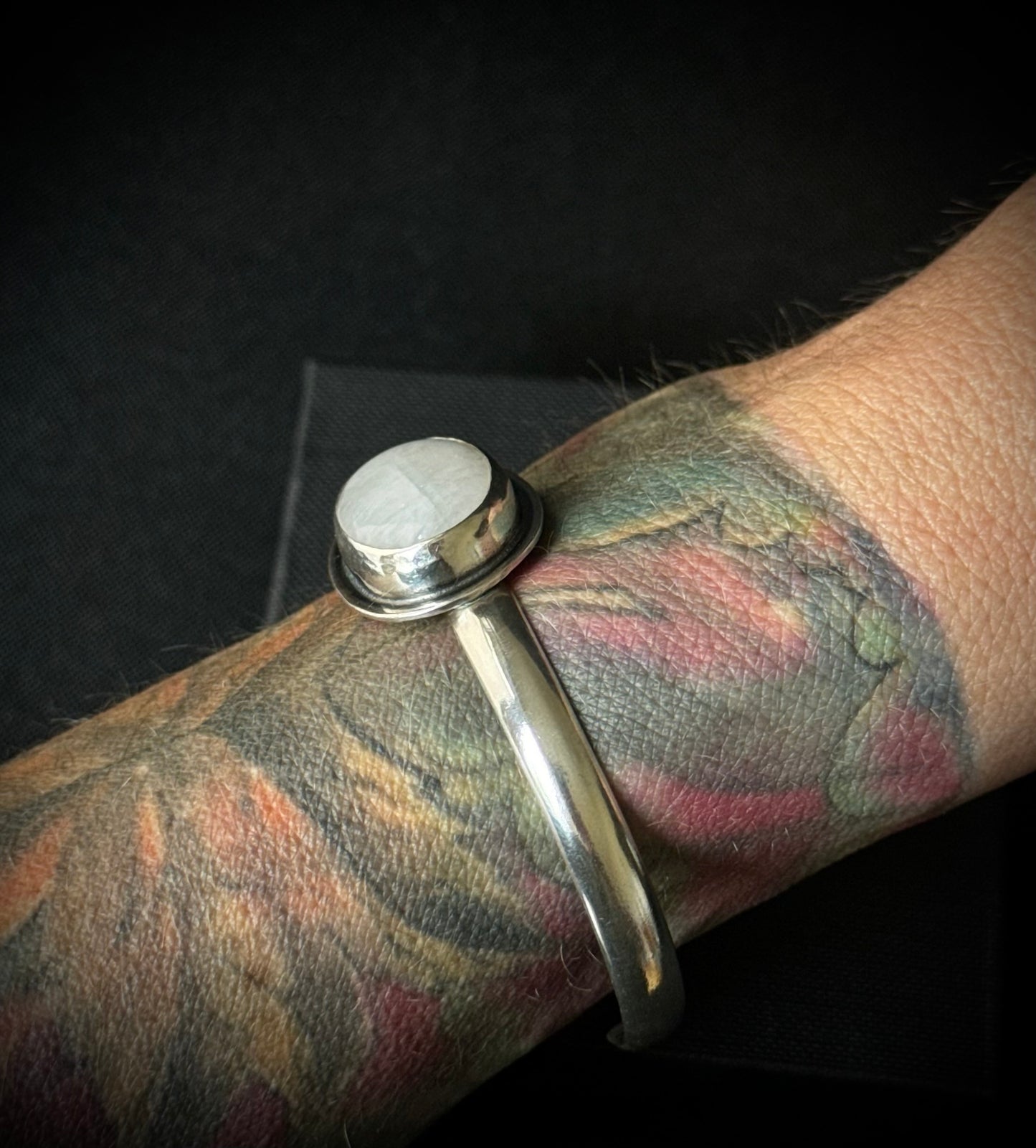 Rainbow Moonstone Sterling Silver Cuff