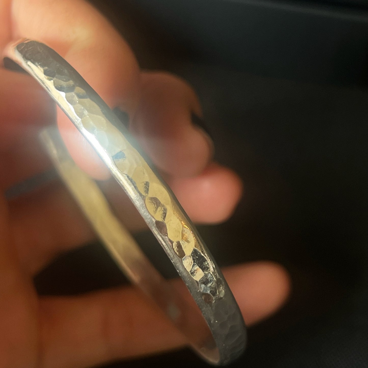 Chunky Sterling Silver Hammered Bangle - type 2