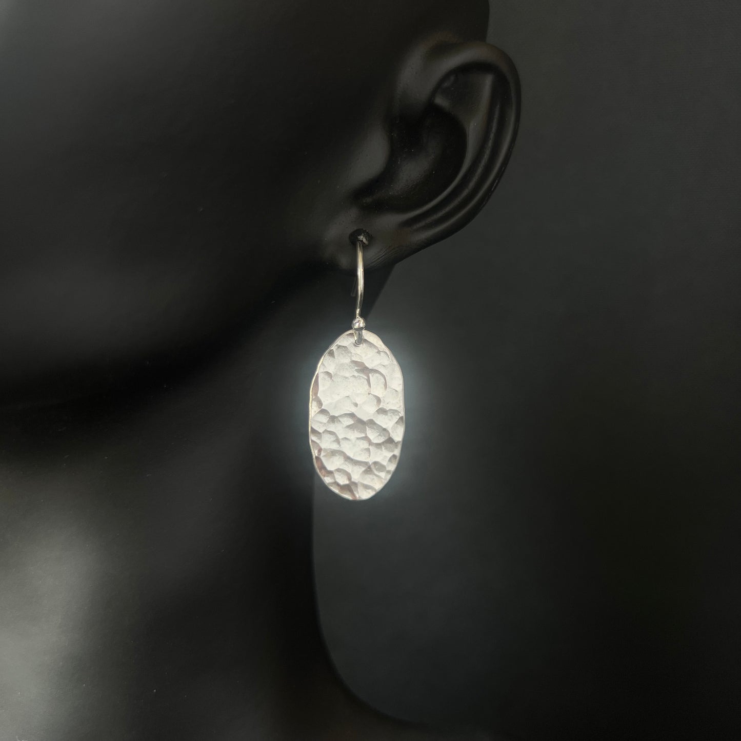 Sterling Silver Hammered Oval Earrings