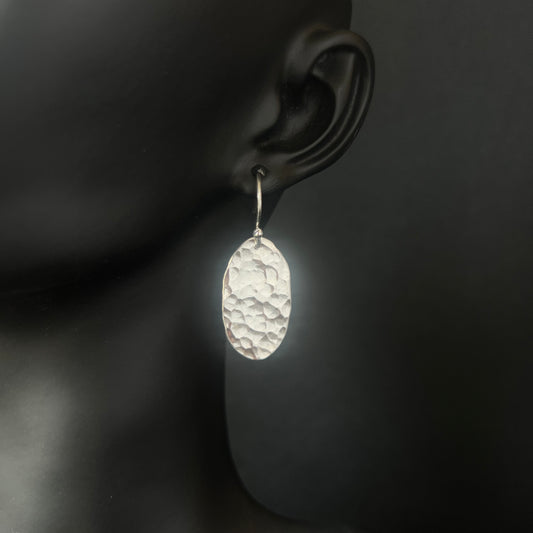 Sterling Silver Hammered Oval Earrings