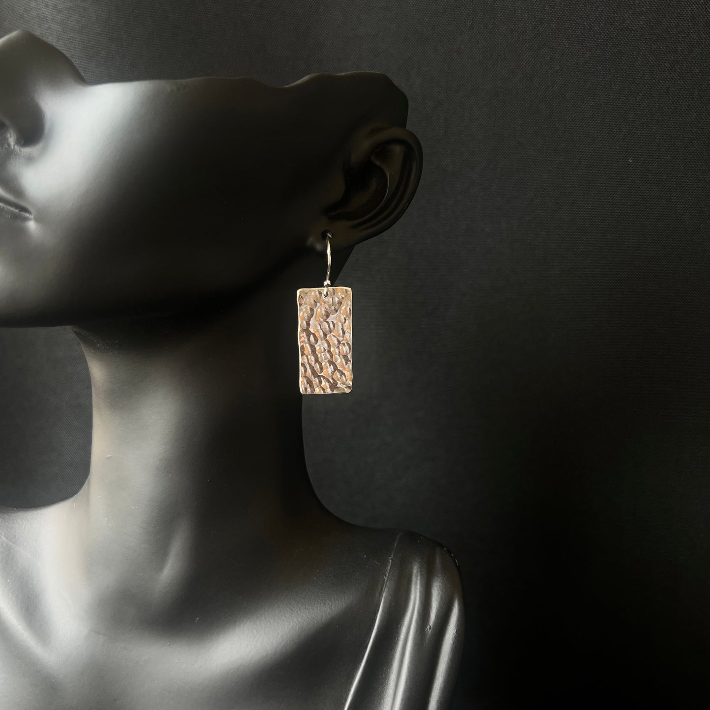 Sterling Silver Hammered Rectangle Earrings