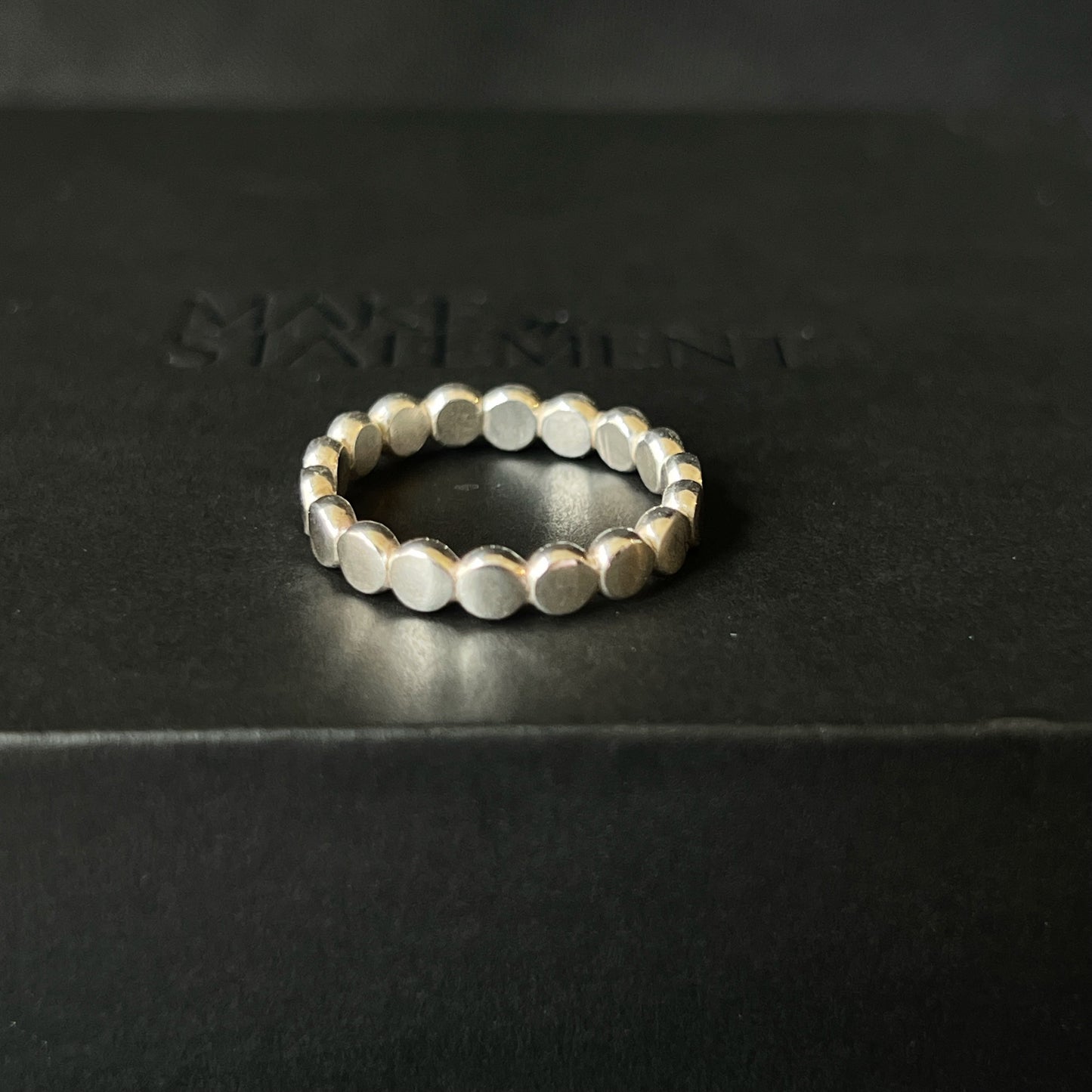 Sterling Silver Flattened Bead Ring - Size L