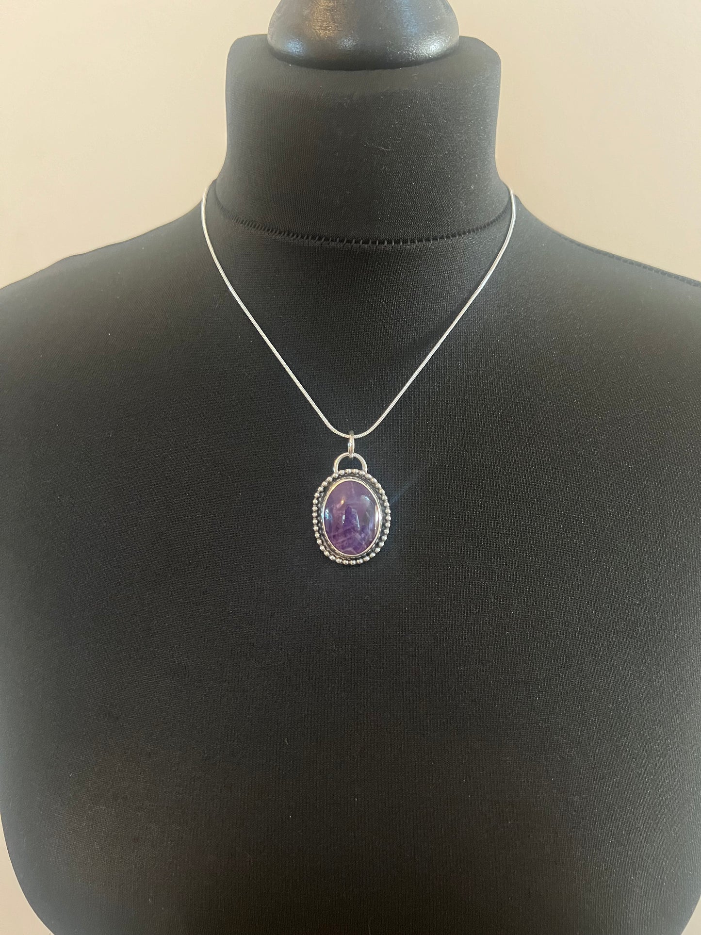 Amethyst Beaded Sterling Silver Necklace