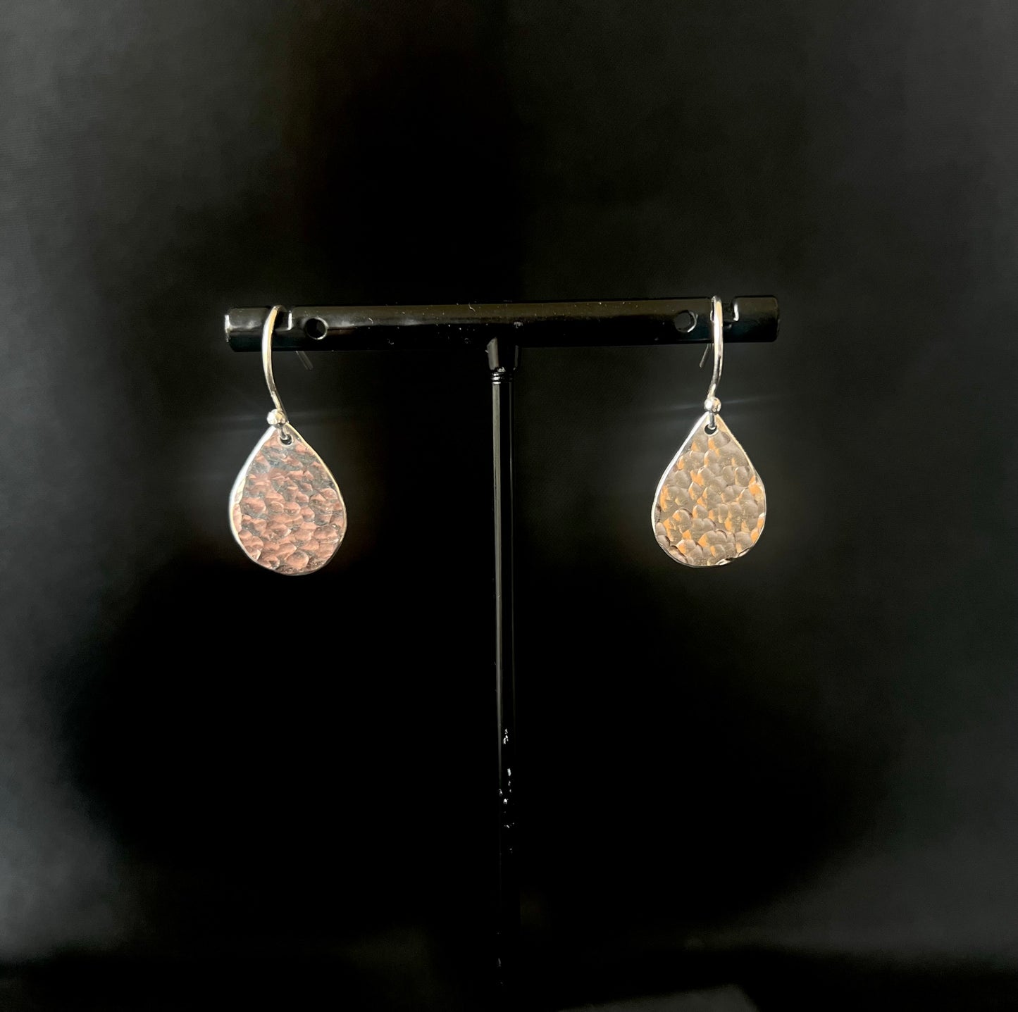 Sterling Silver Hammered Teardrop Earrings