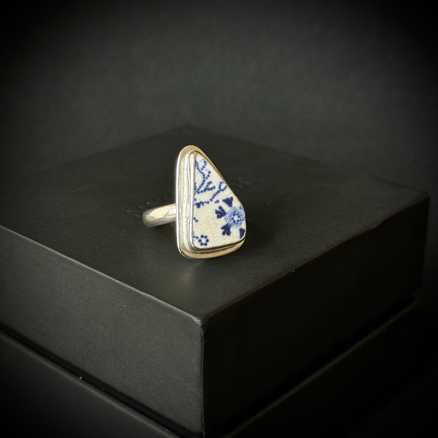 Mexican Sea Pottery Sterling Silver Ring - Size S