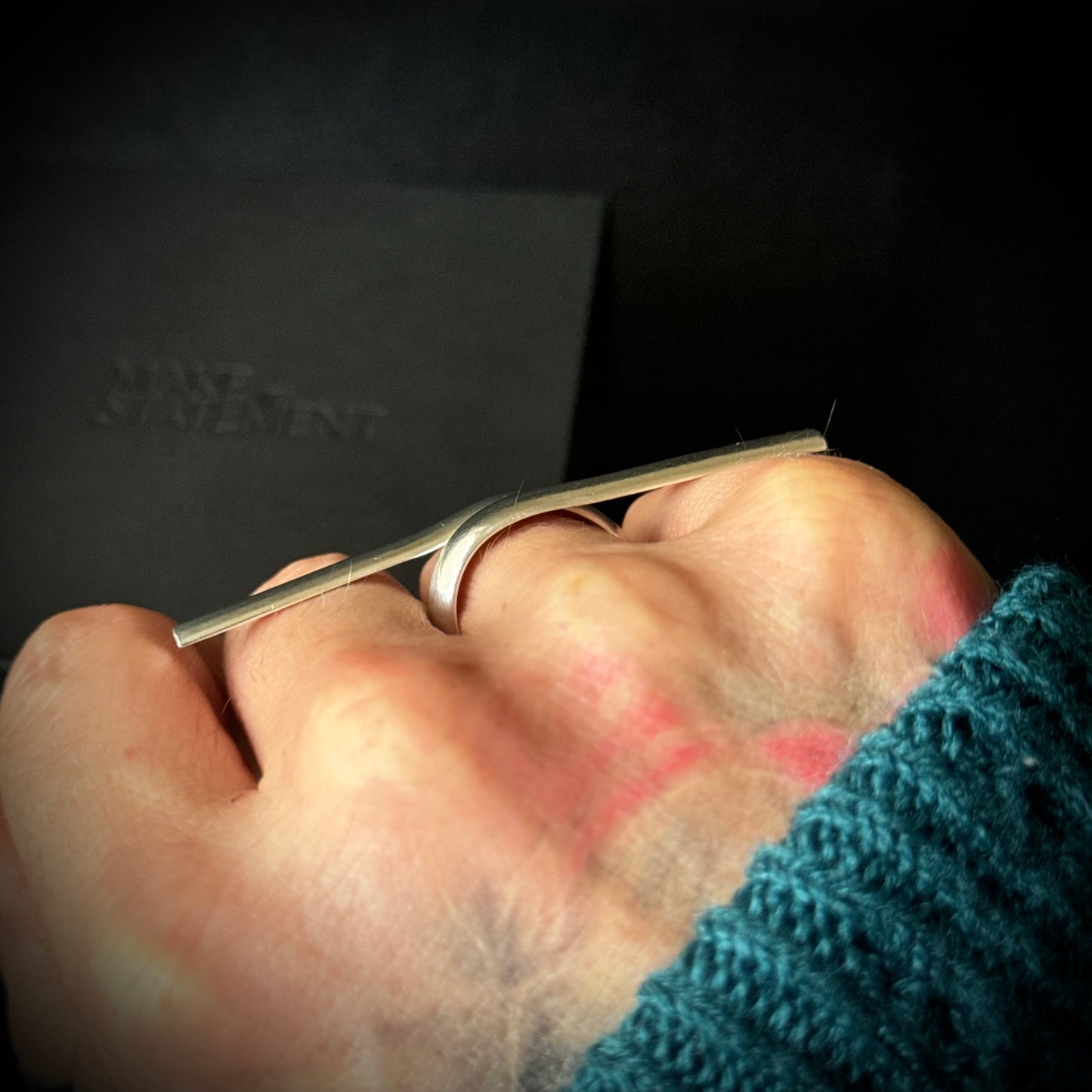 Long Wrap Over Sterling Silver Ring - Size P