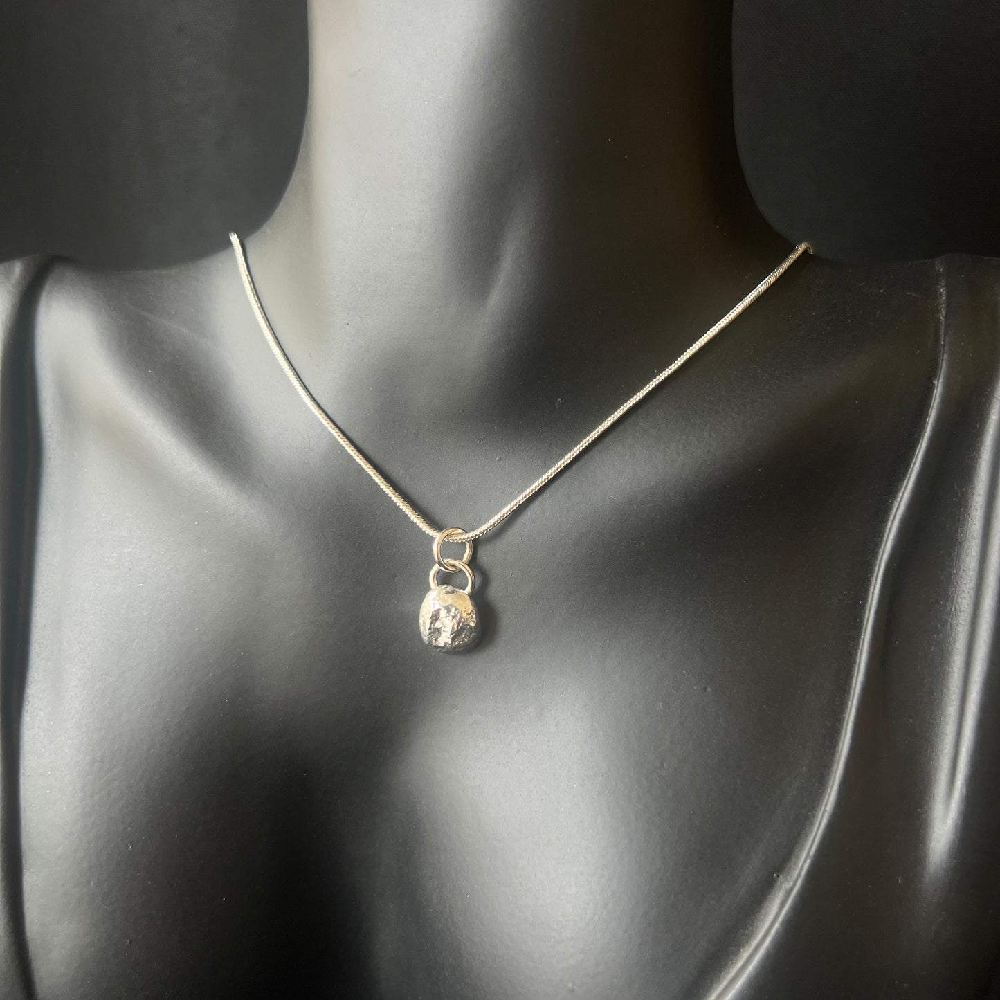 Small Sterling Silver Organic Pebble Necklace