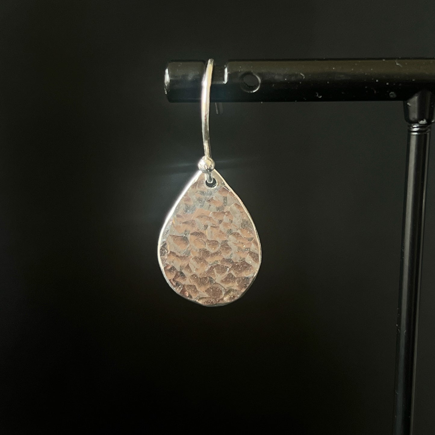 Sterling Silver Hammered Teardrop Earrings