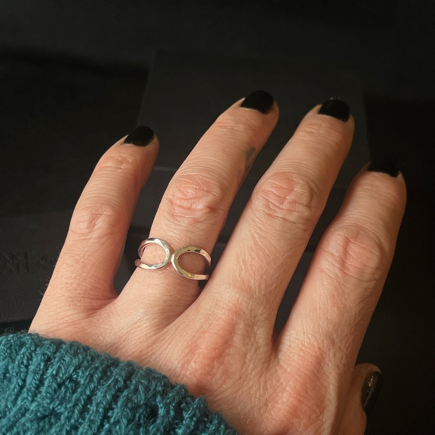 Hammered Loop Sterling Silver Ring - Size N 1/2