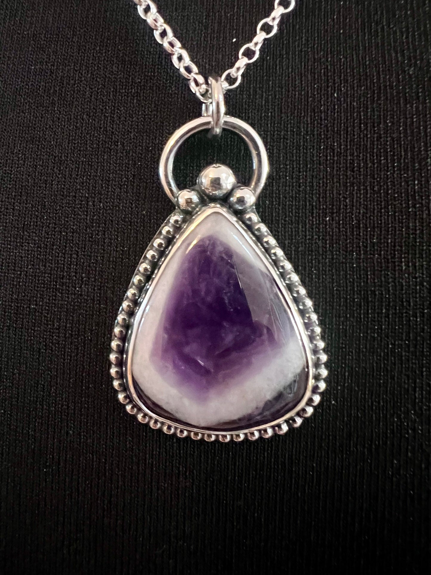 Trapiche Amethyst Sterling Silver Beaded Necklace