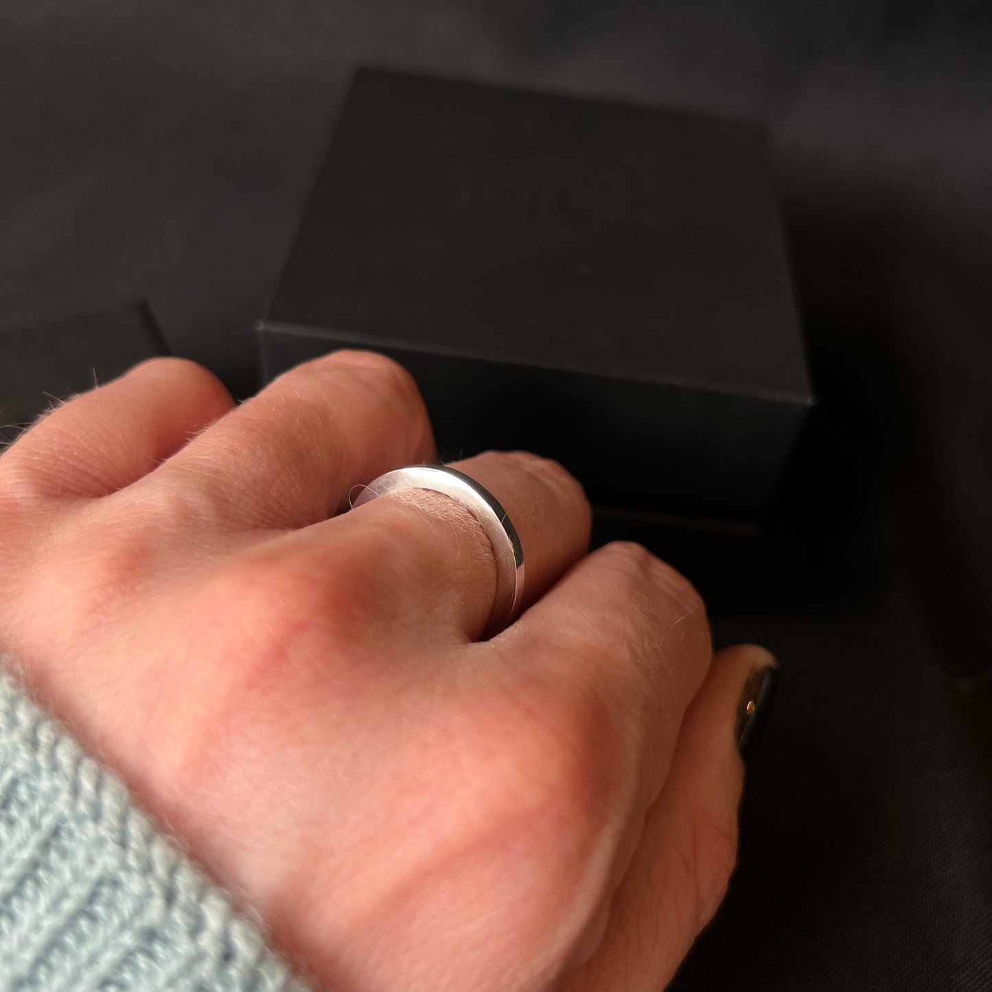 Square Shaped Sterling Silver Ring - Size Q