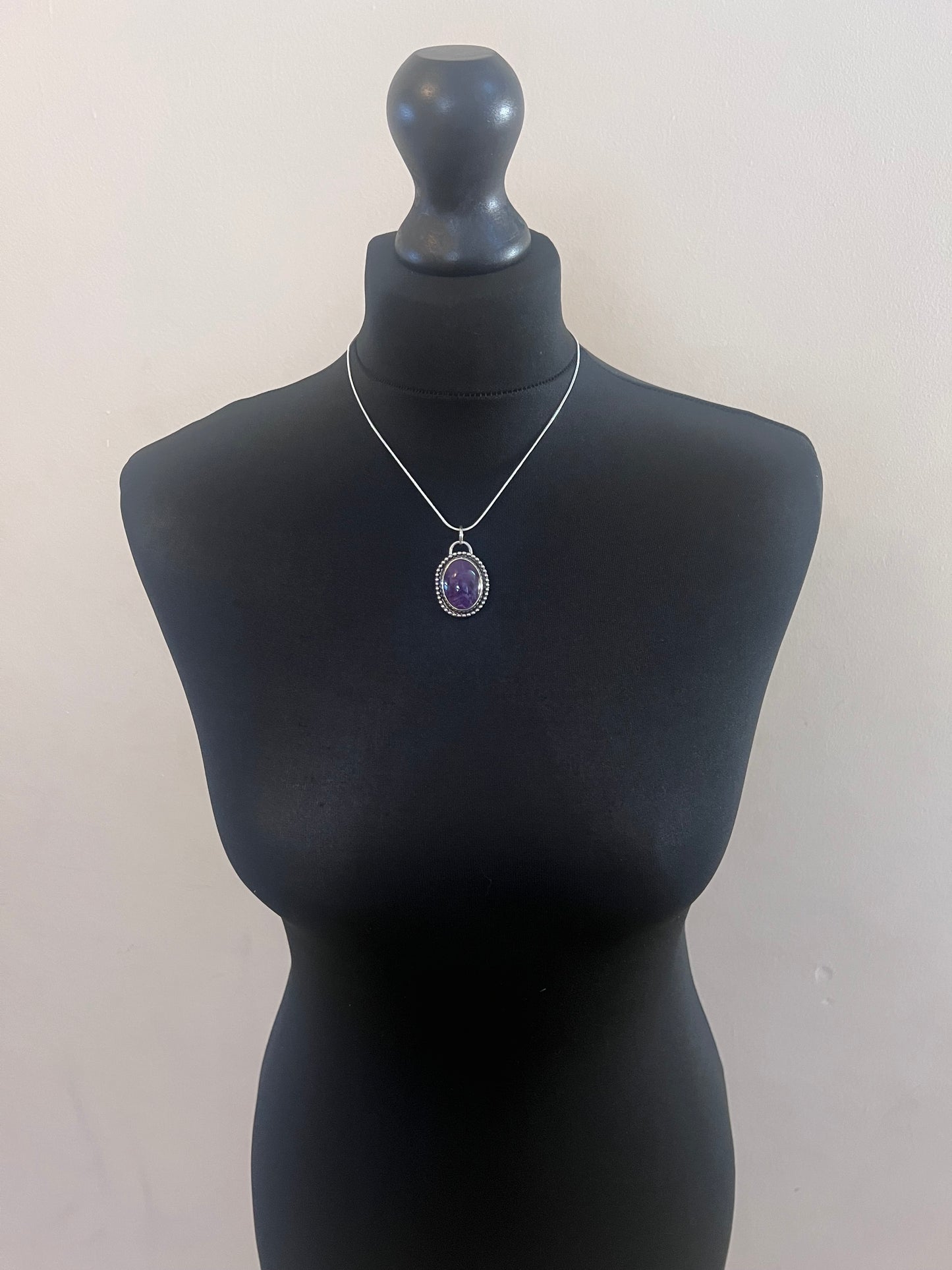 Amethyst Beaded Sterling Silver Necklace