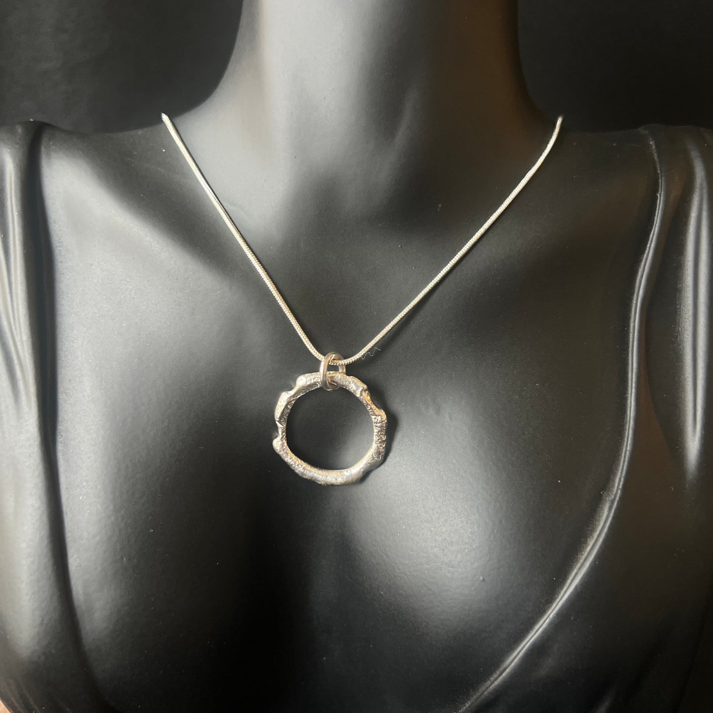 Sterling Silver Molten Circle Necklace