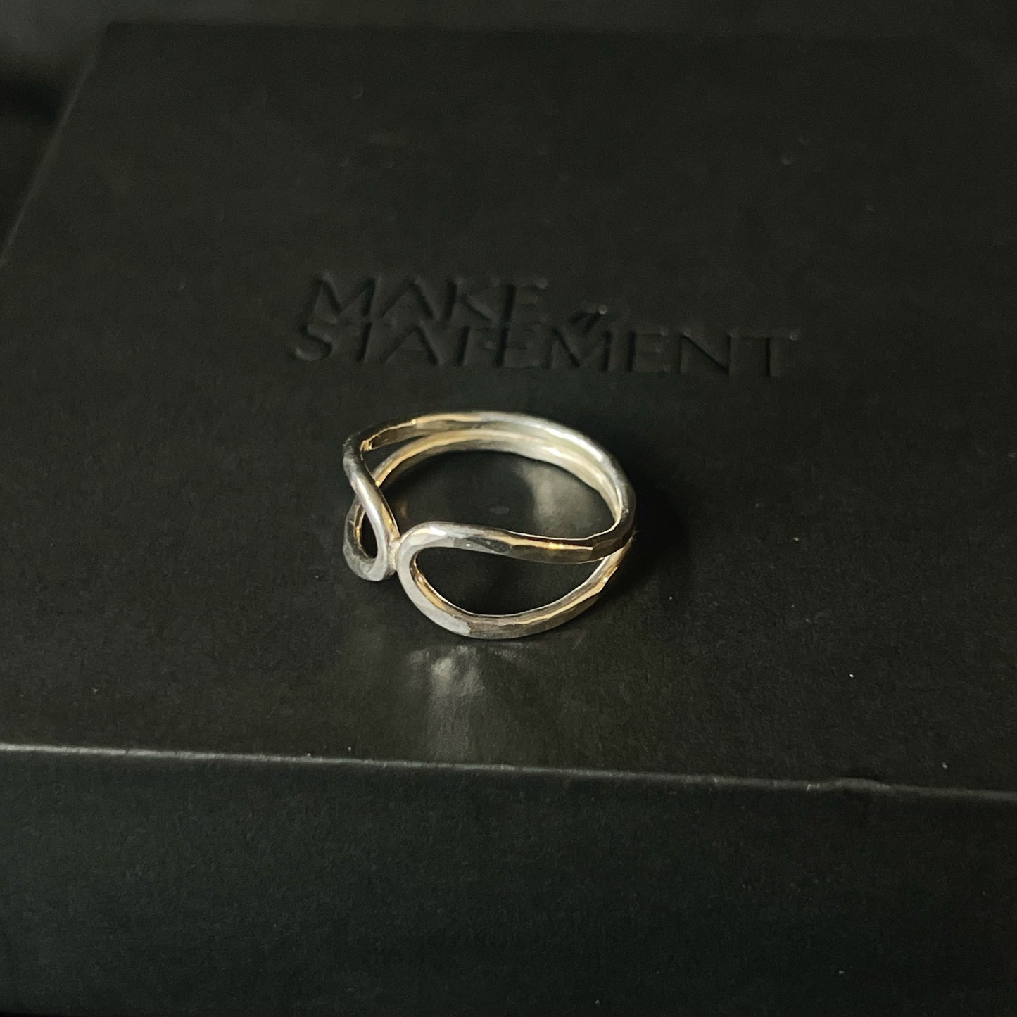 Hammered Loop Sterling Silver Ring - Size N 1/2