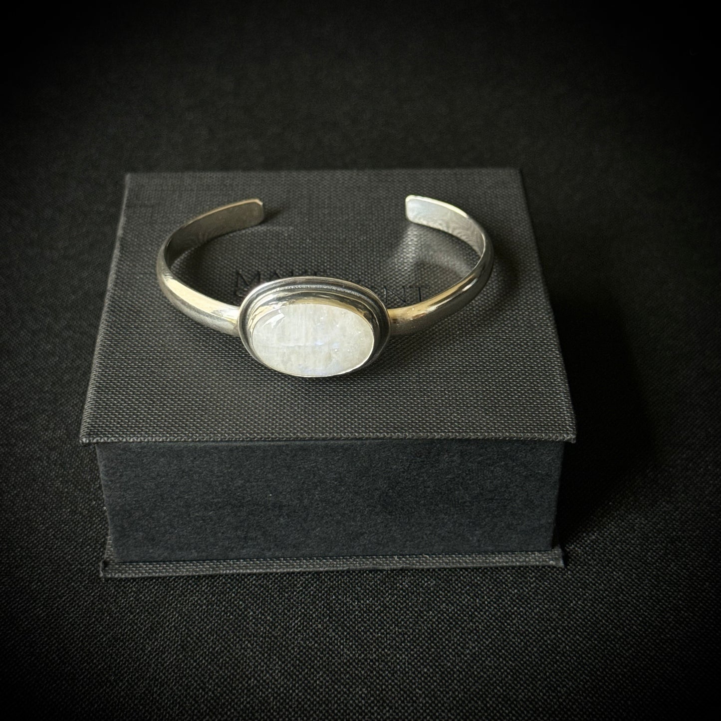 Rainbow Moonstone Sterling Silver Cuff