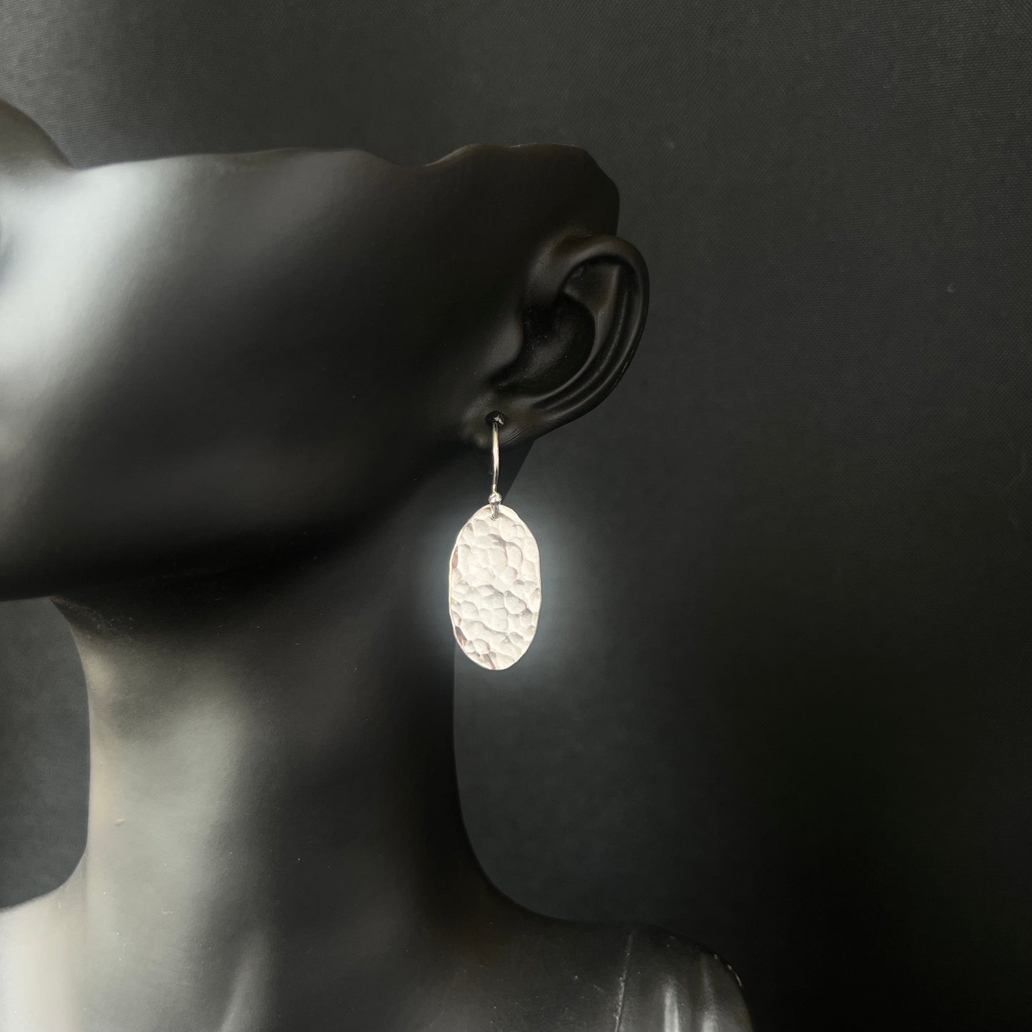 Sterling Silver Hammered Oval Earrings