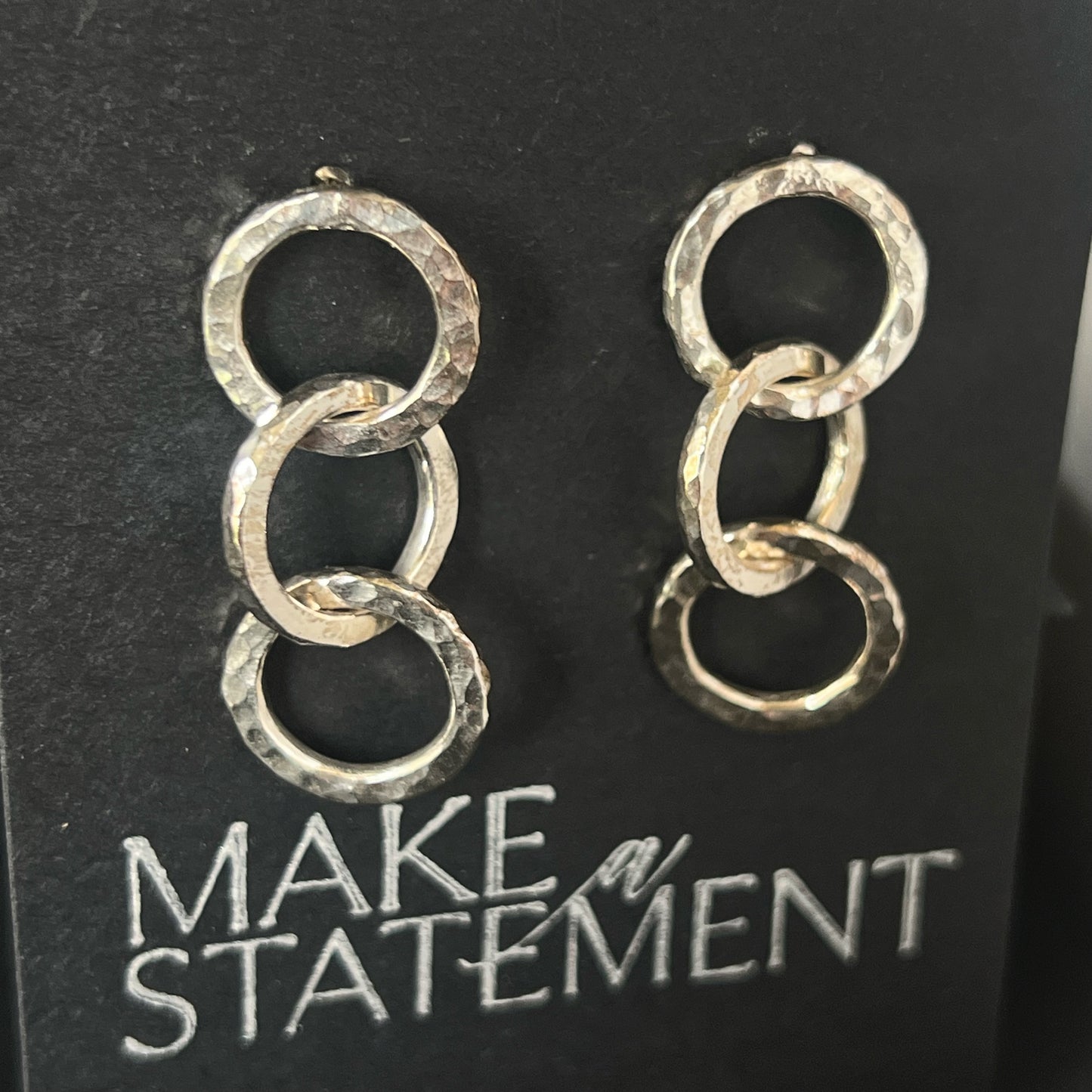 Hammered Circle Sterling Silver Stud Earrings