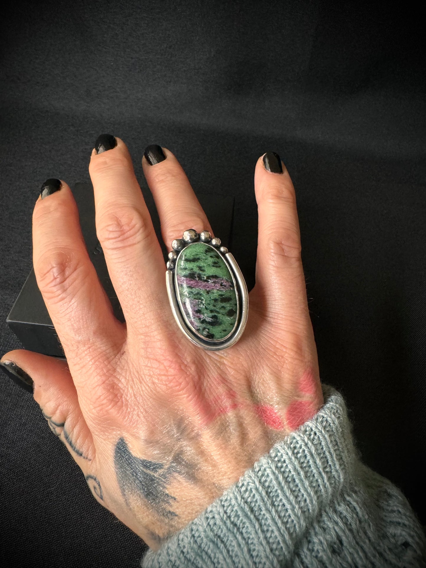 Ruby Zoisite Sterling Silver Ring - Size P