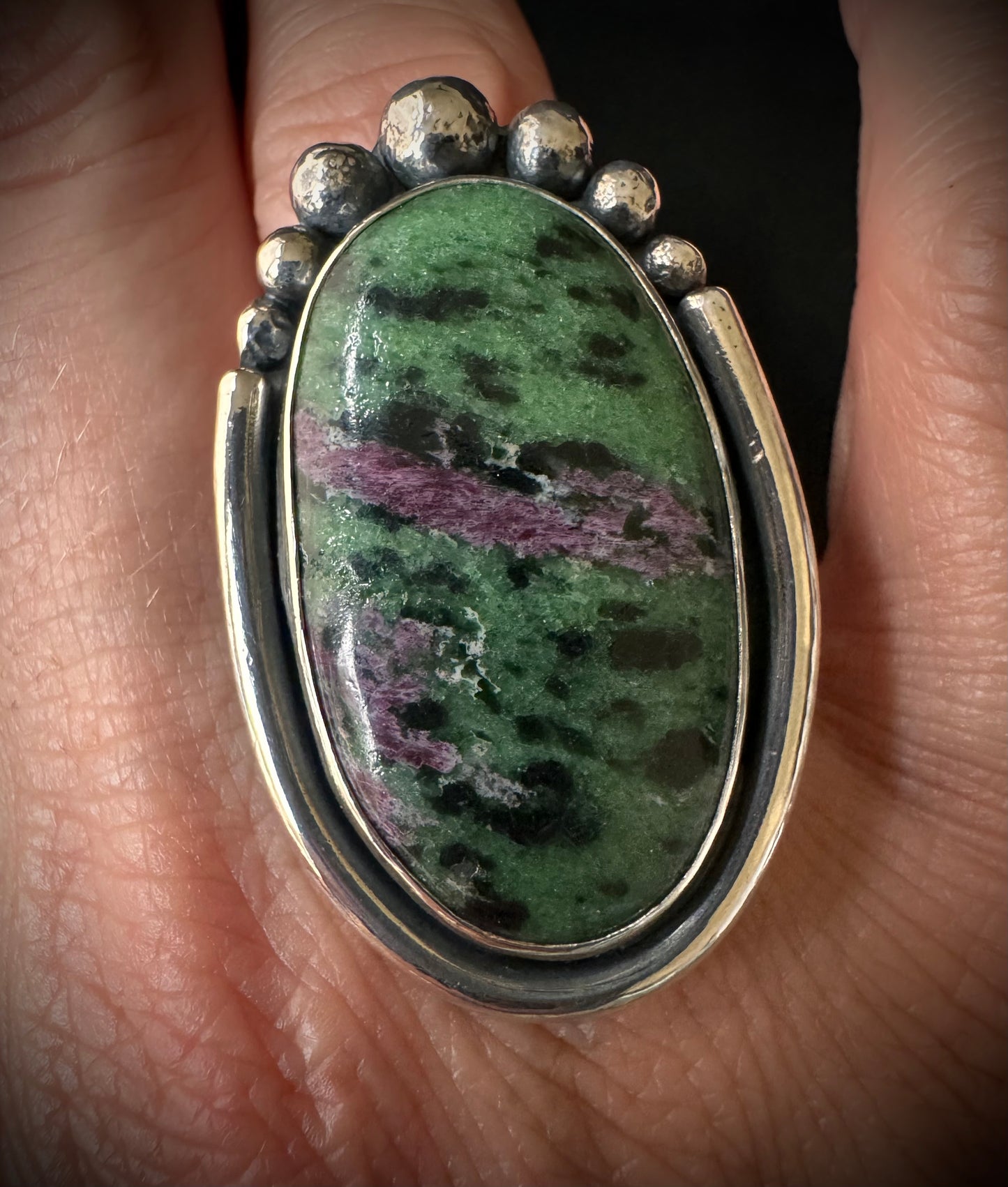 Ruby Zoisite Sterling Silver Ring - Size P