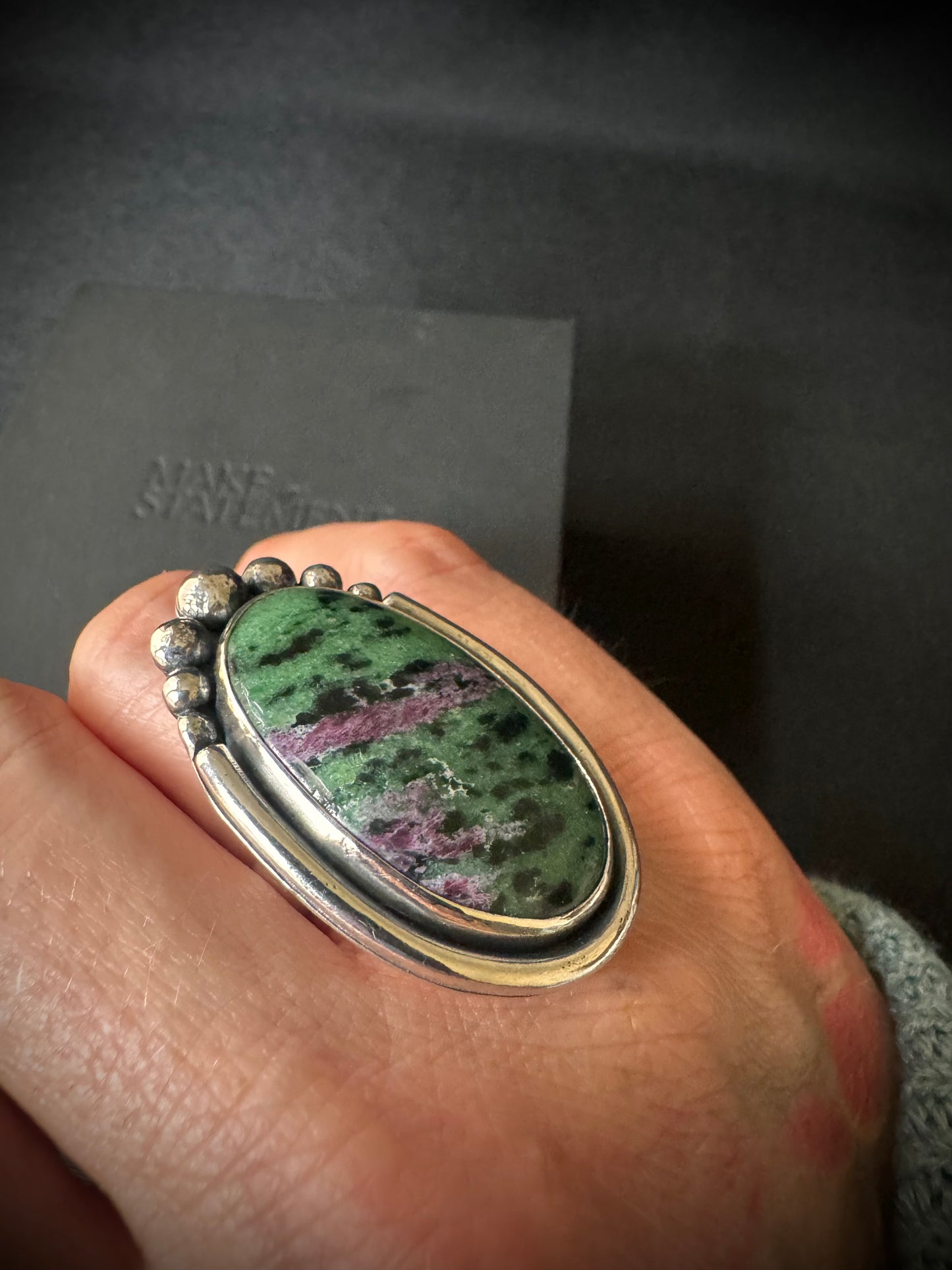 Ruby Zoisite Sterling Silver Ring - Size P