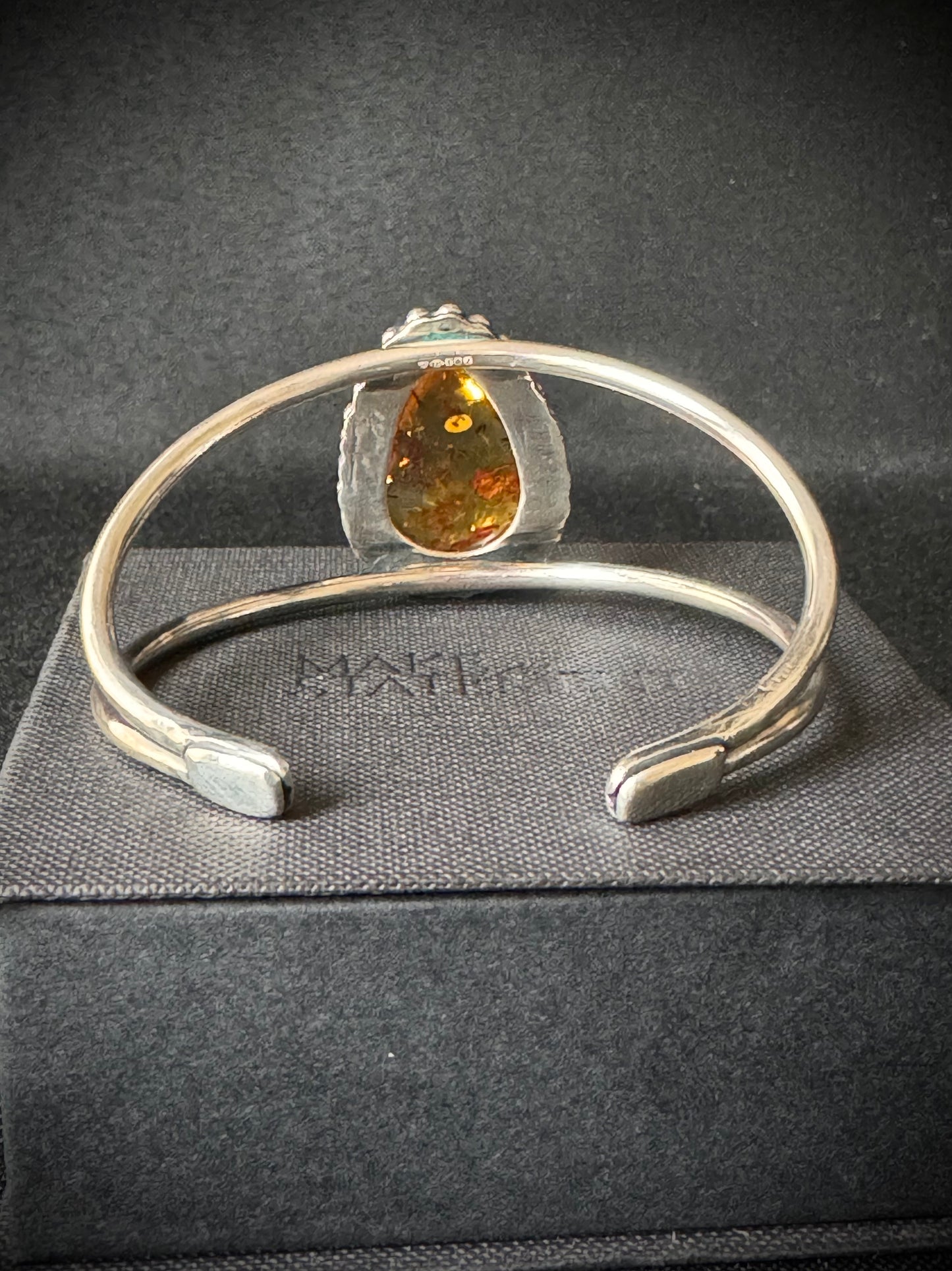 Amber Beaded Sterling Silver Cuff