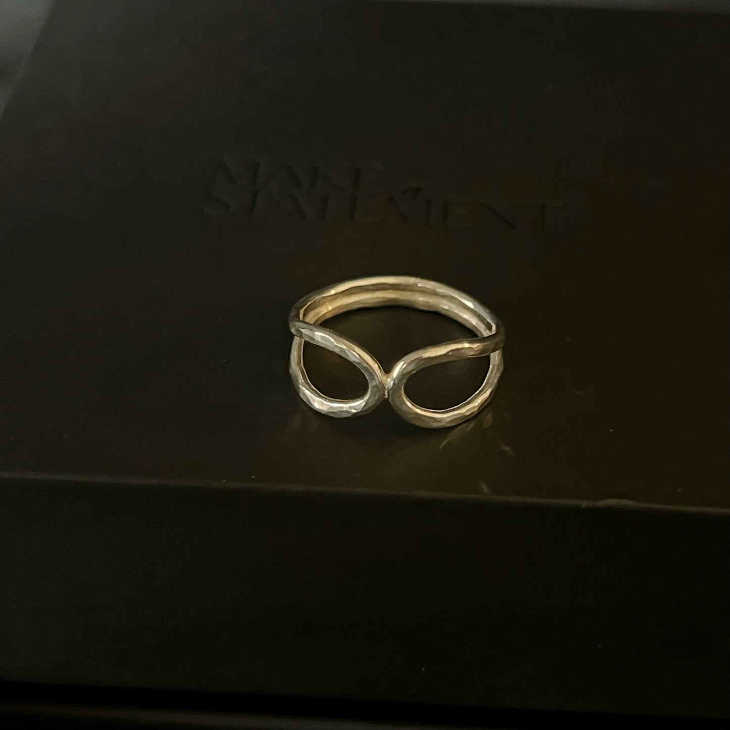 Hammered Loop Sterling Silver Ring - Size N 1/2