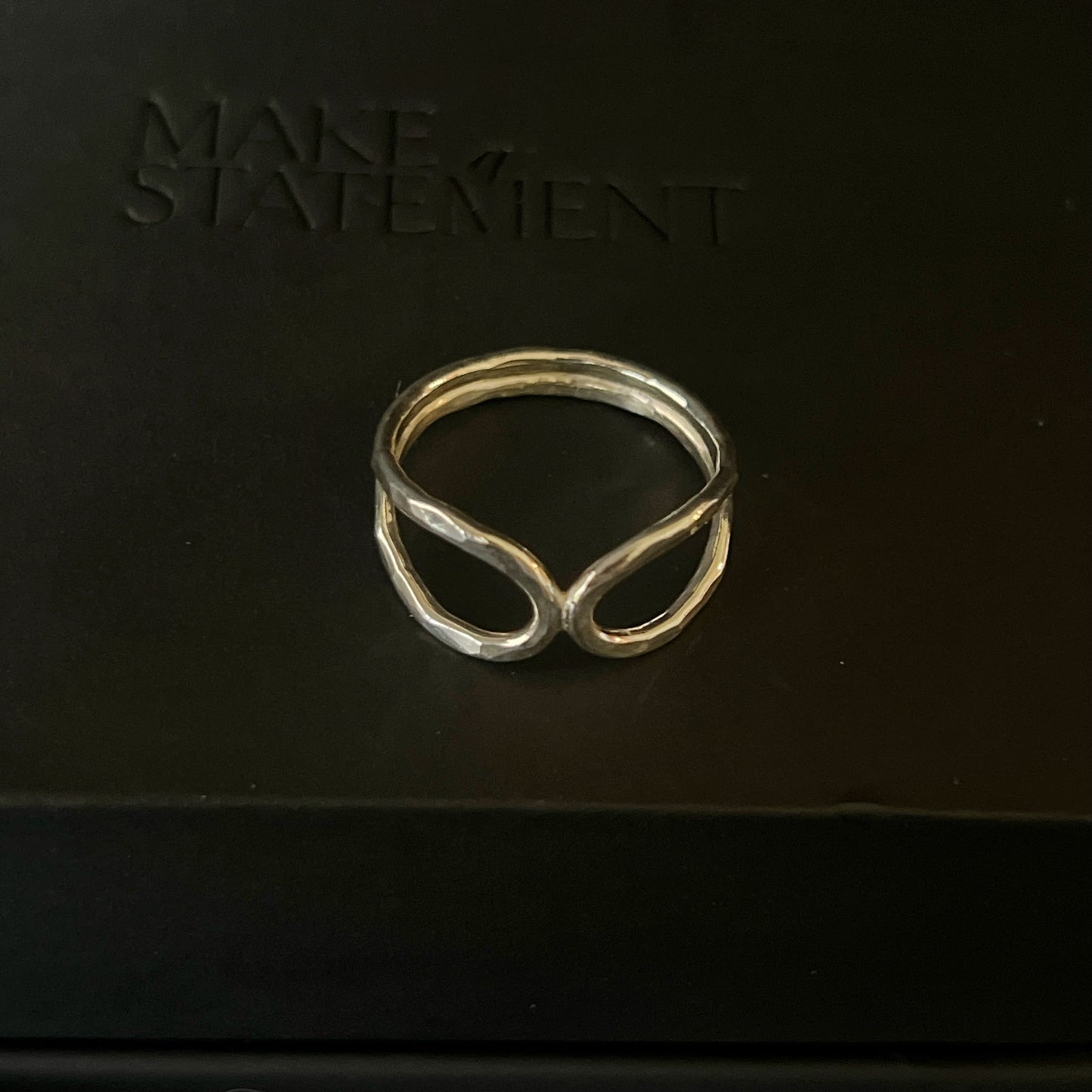 Hammered Loop Sterling Silver Ring - Size N 1/2