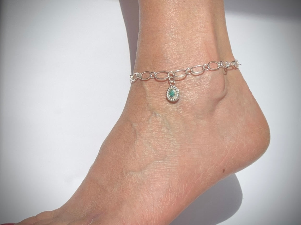Turquoise Sterling Silver Anklet