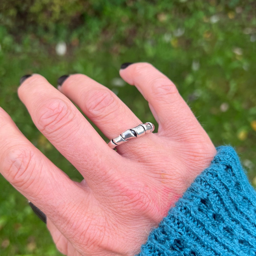 Oxidised Sterling Silver Wrap Ring - Size P