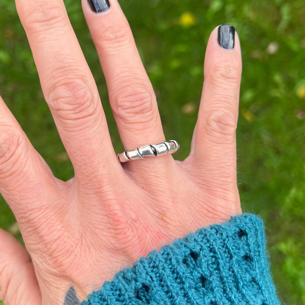 Oxidised Sterling Silver Wrap Ring - Size P