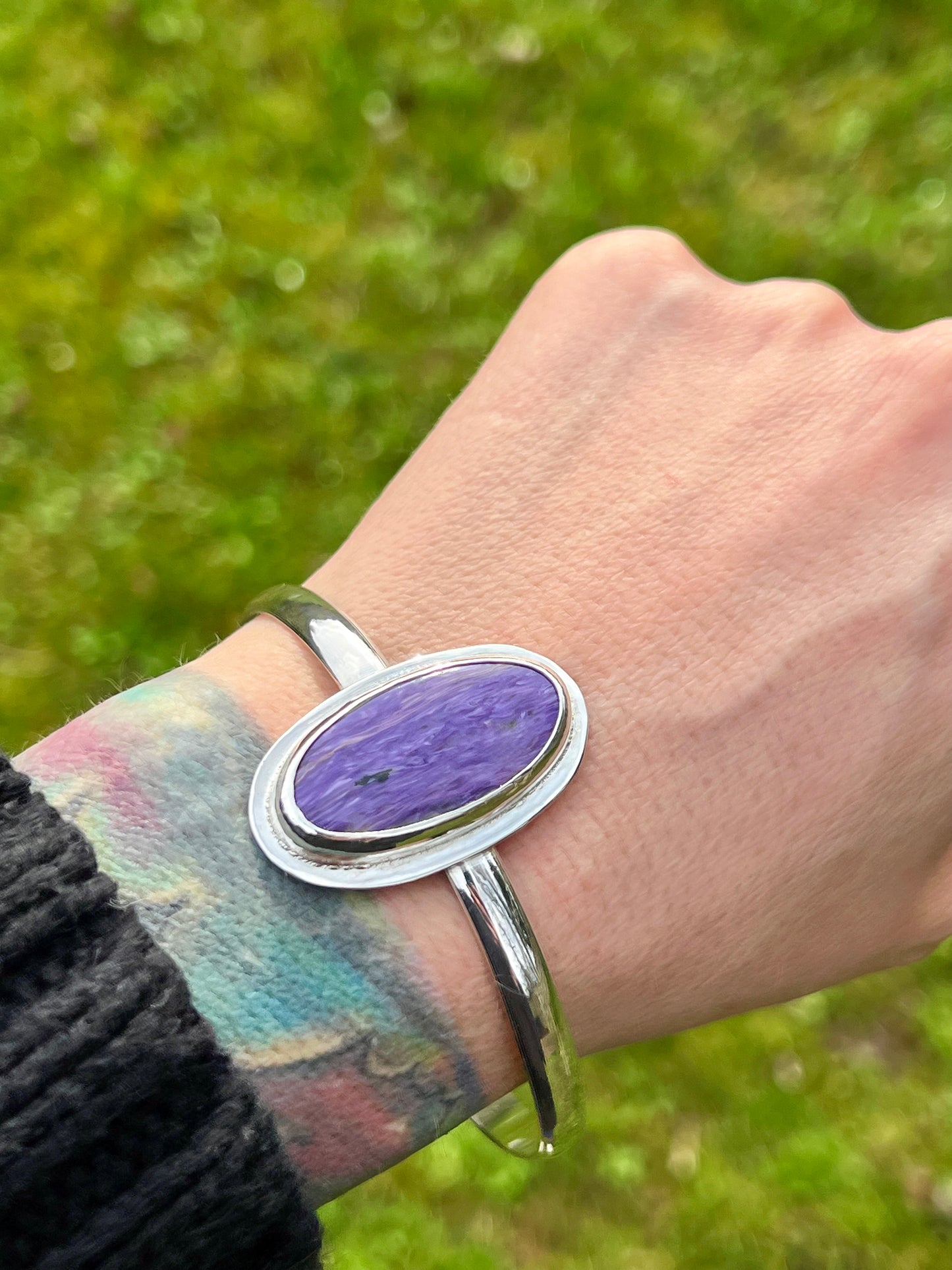 Charoite Sterling Silver Cuff