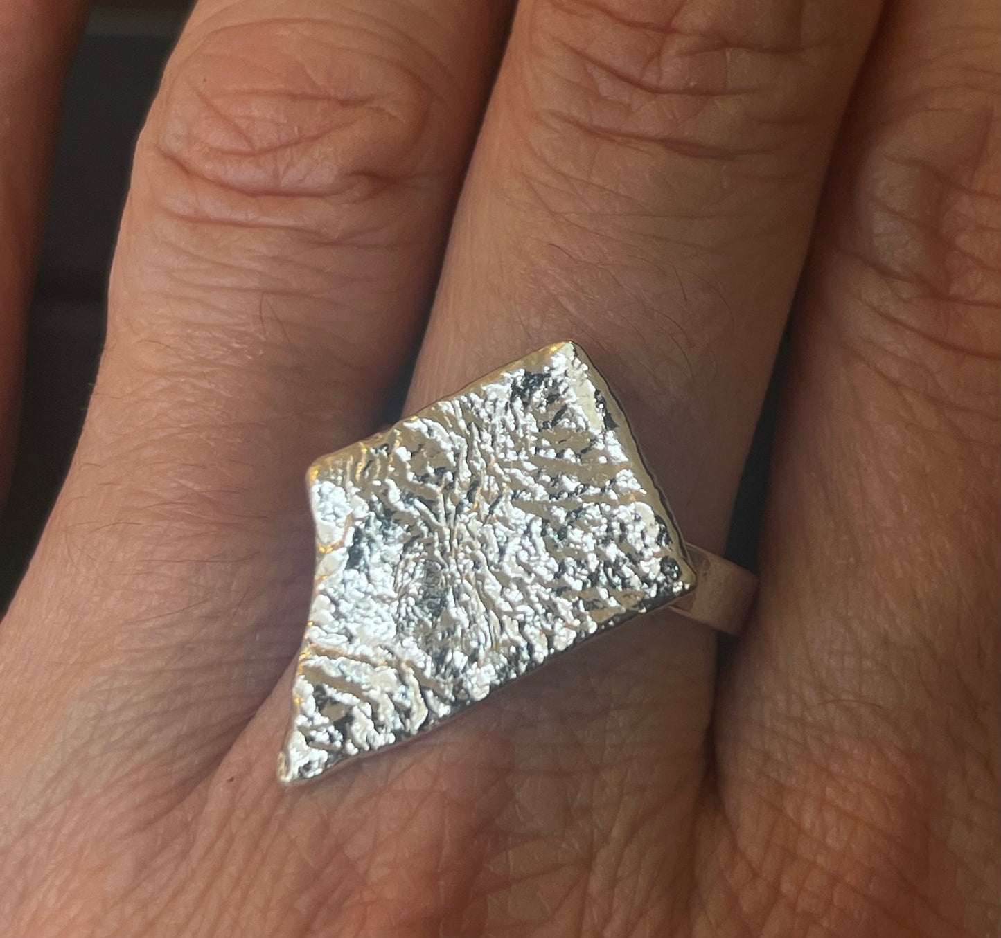 Molten Shard Sterling Silver Ring - Size W