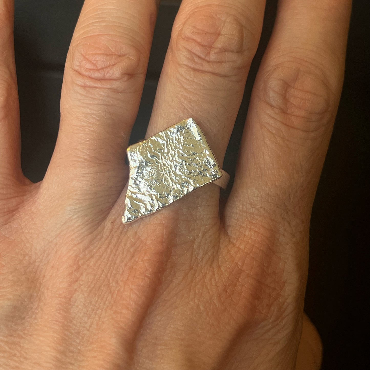 Molten Shard Sterling Silver Ring - Size W