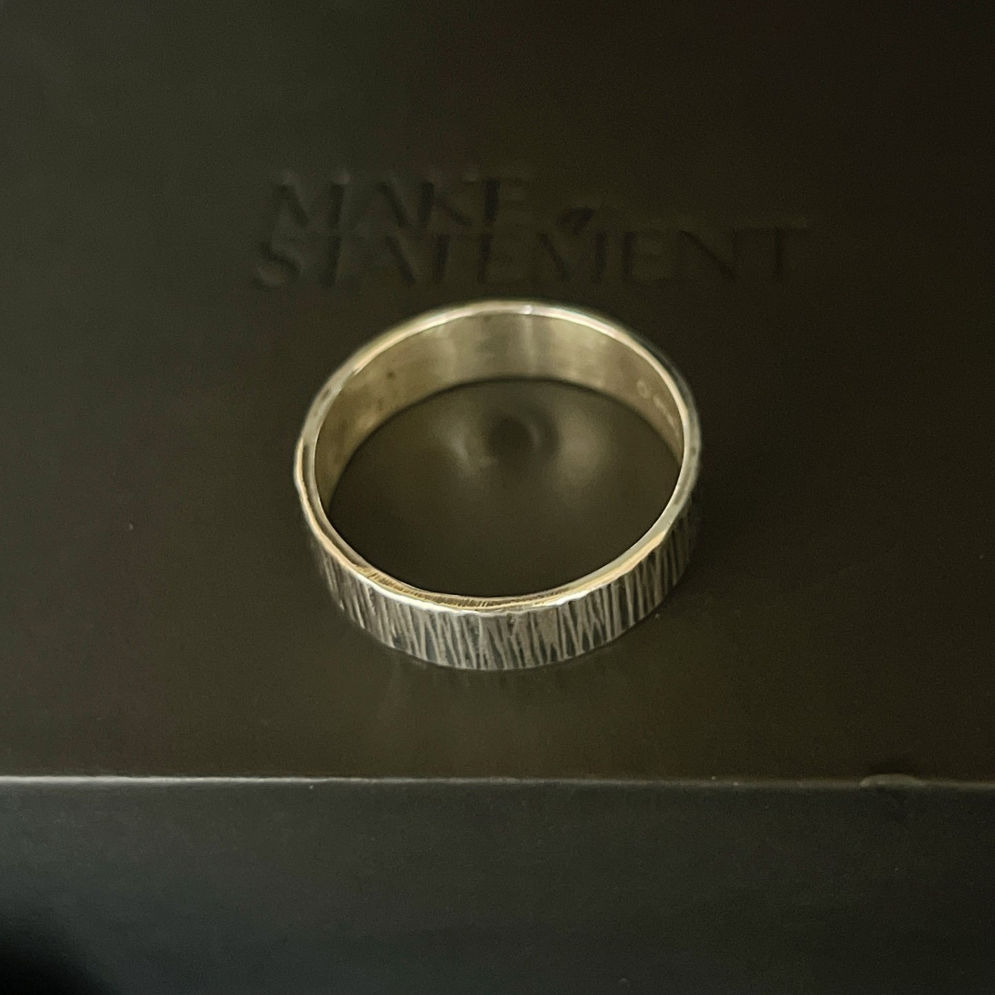 Bark Textured Sterling Silver Ring - Size Z 1/2