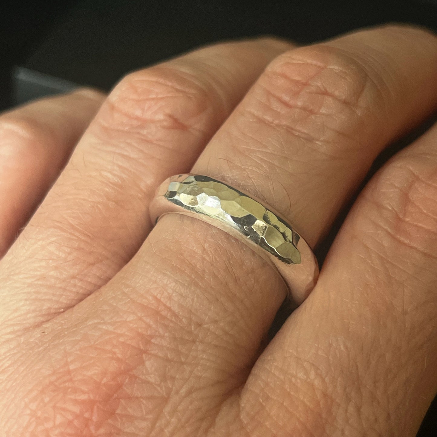 Hammered Chunky Sterling Silver Ring - Size U