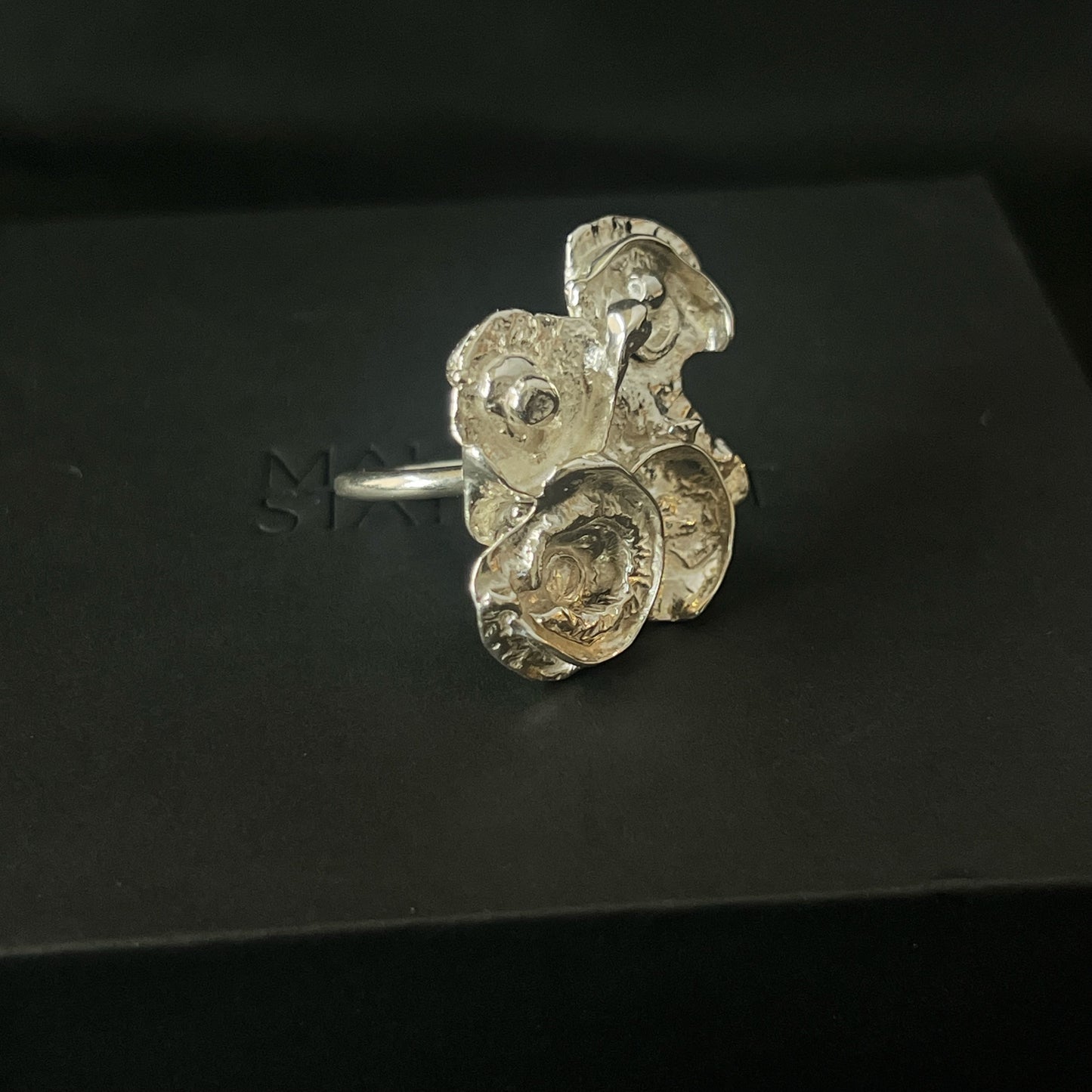 Sterling Silver Fused Poppy Ring - Size N
