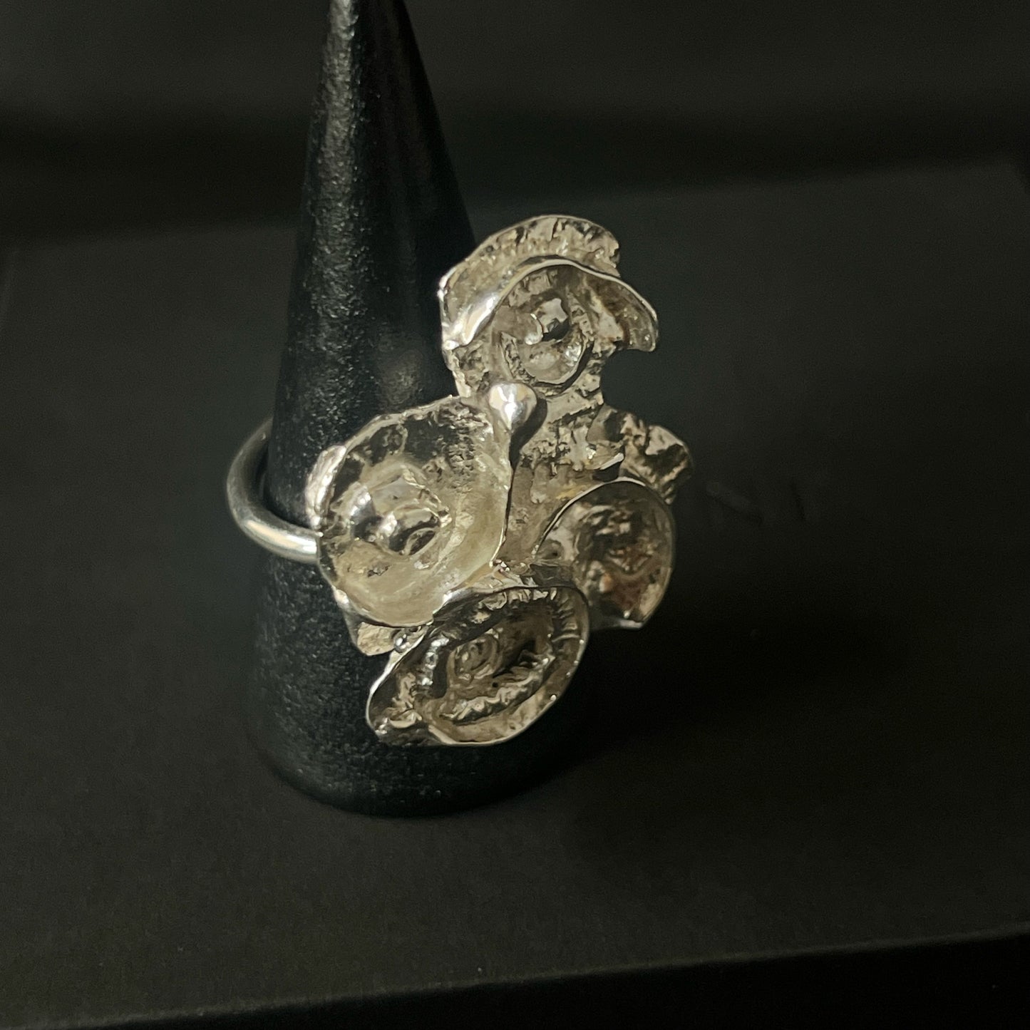 Sterling Silver Fused Poppy Ring - Size N