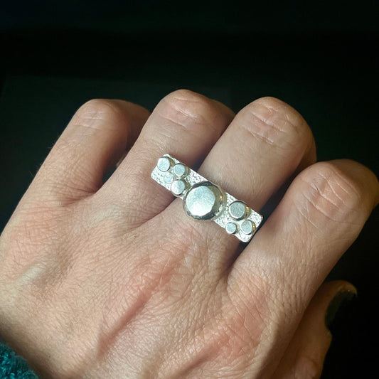Pebble Bar Sterling Silver Ring - Size Q