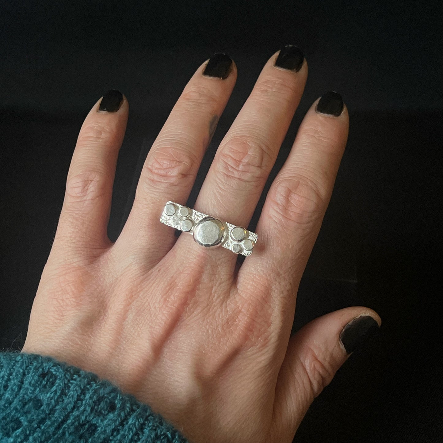 Pebble Bar Sterling Silver Ring - Size Q