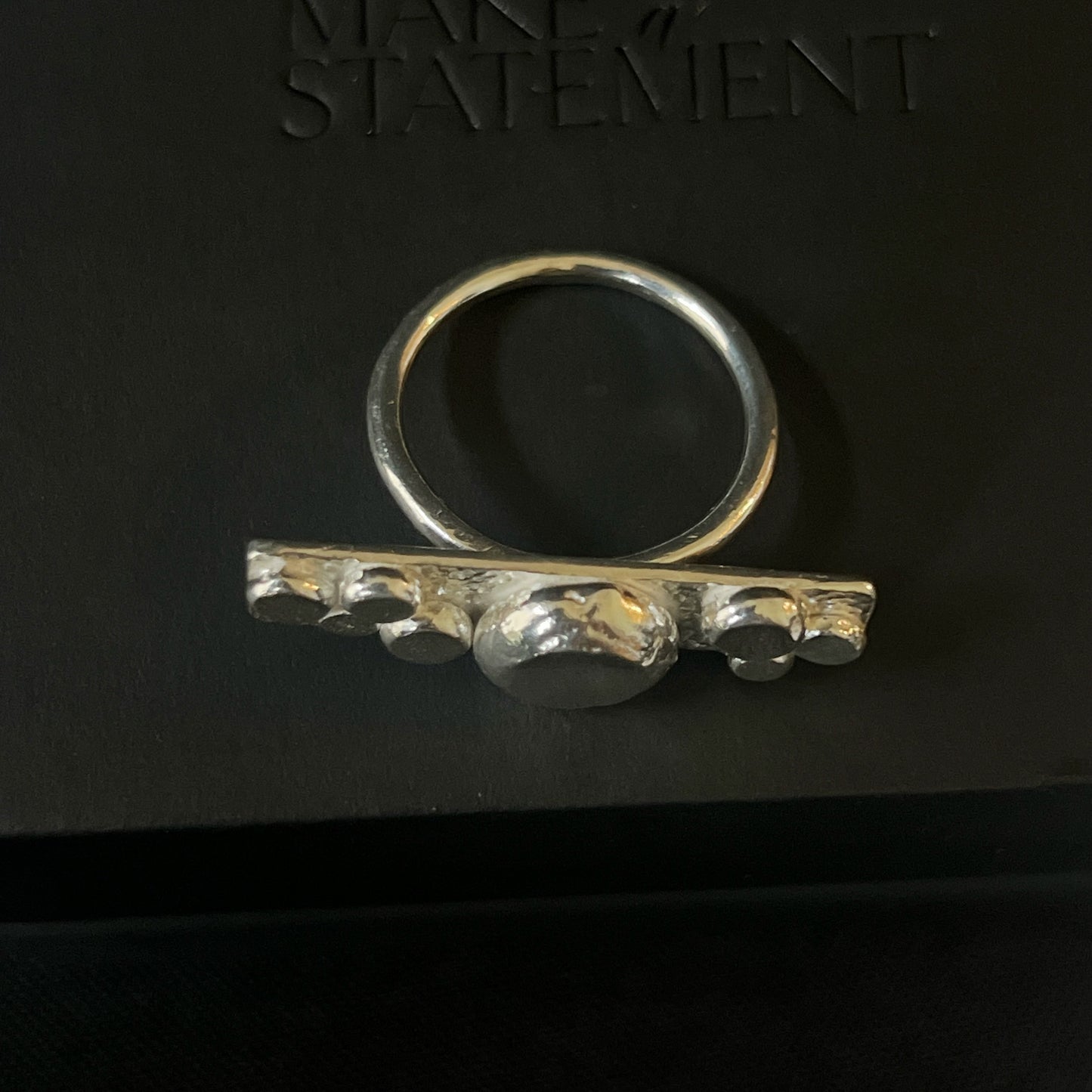 Pebble Bar Sterling Silver Ring - Size Q