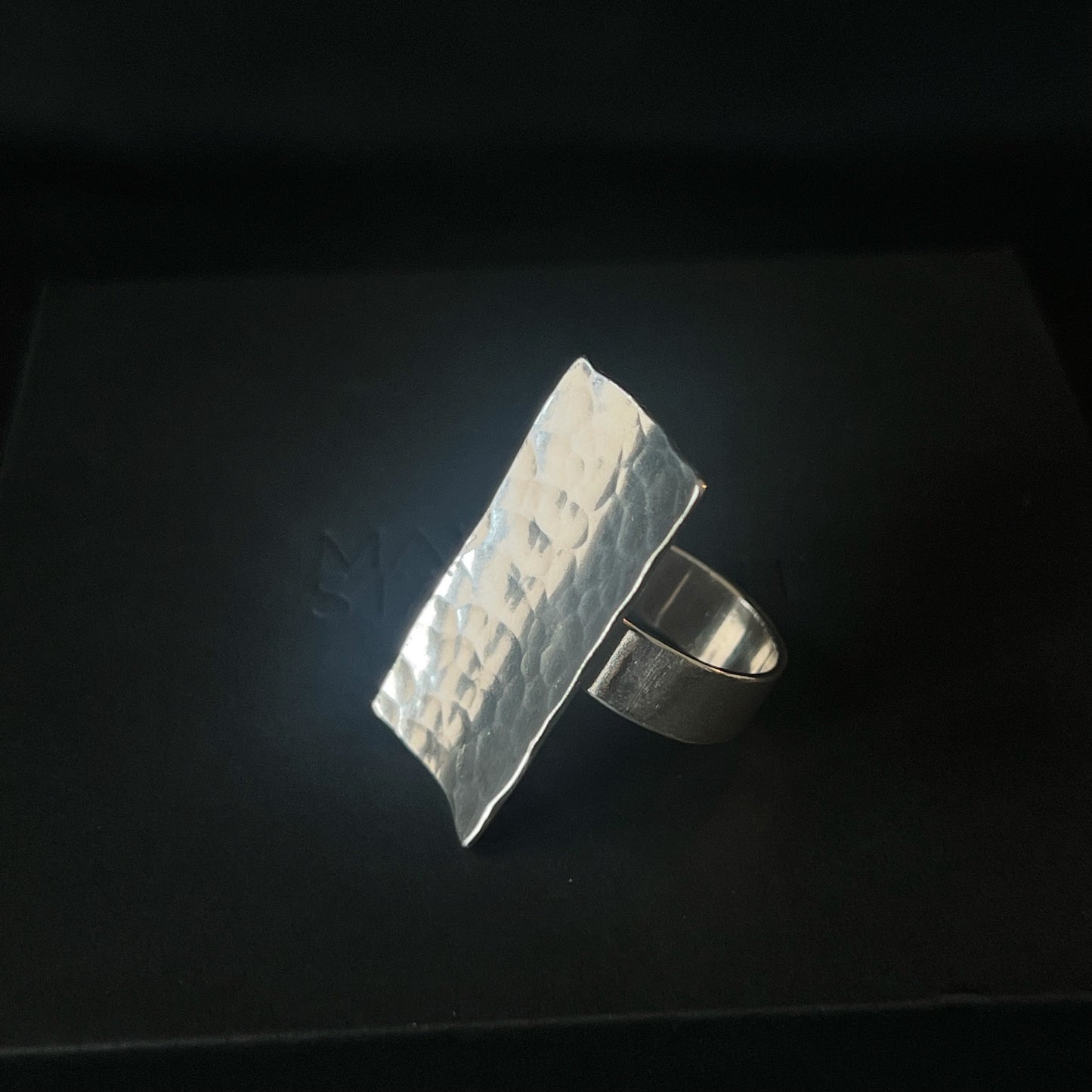 Hammered Shield Sterling Silver Ring - Size M 1/2