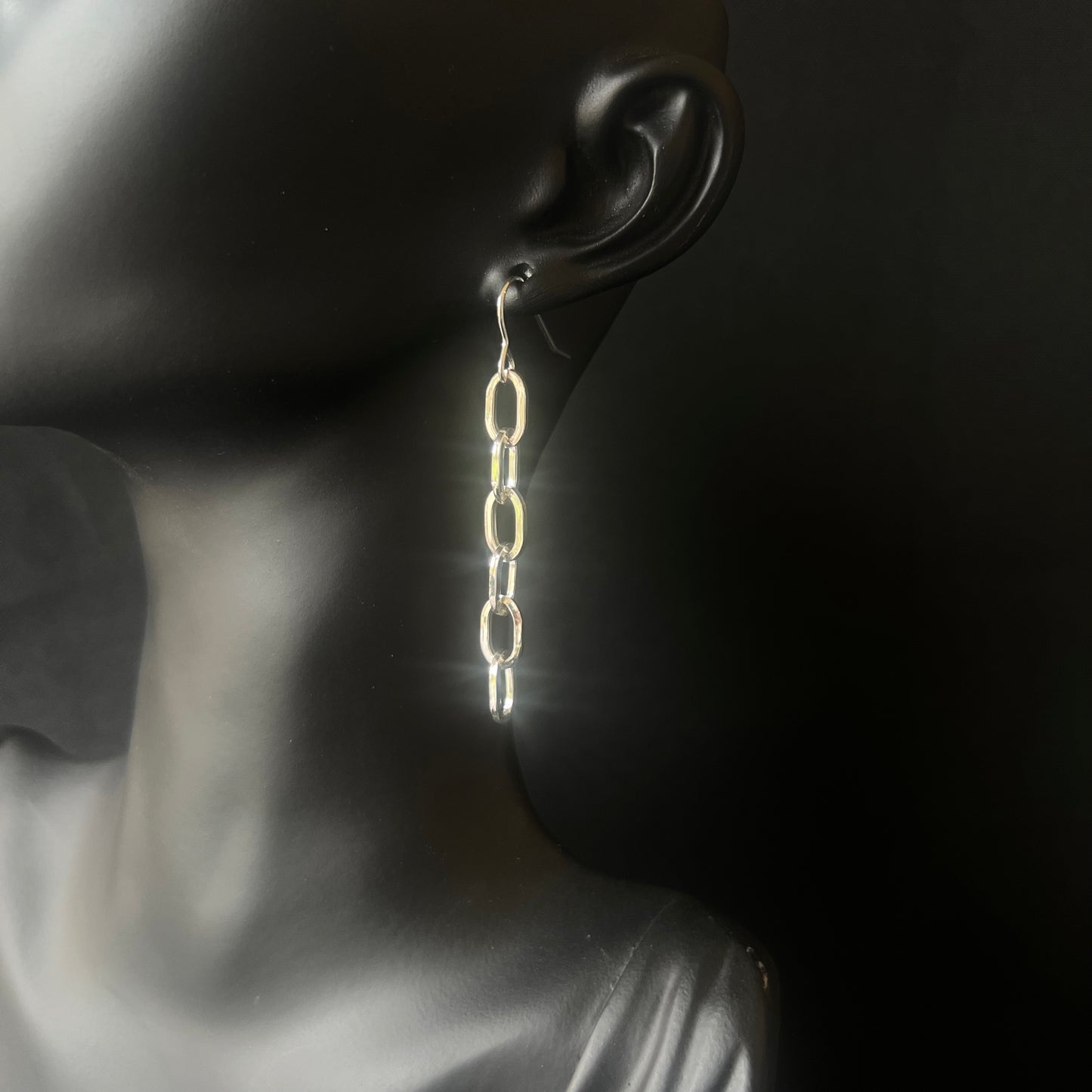 Sterling Silver Paperclip Chain Drop Earrings