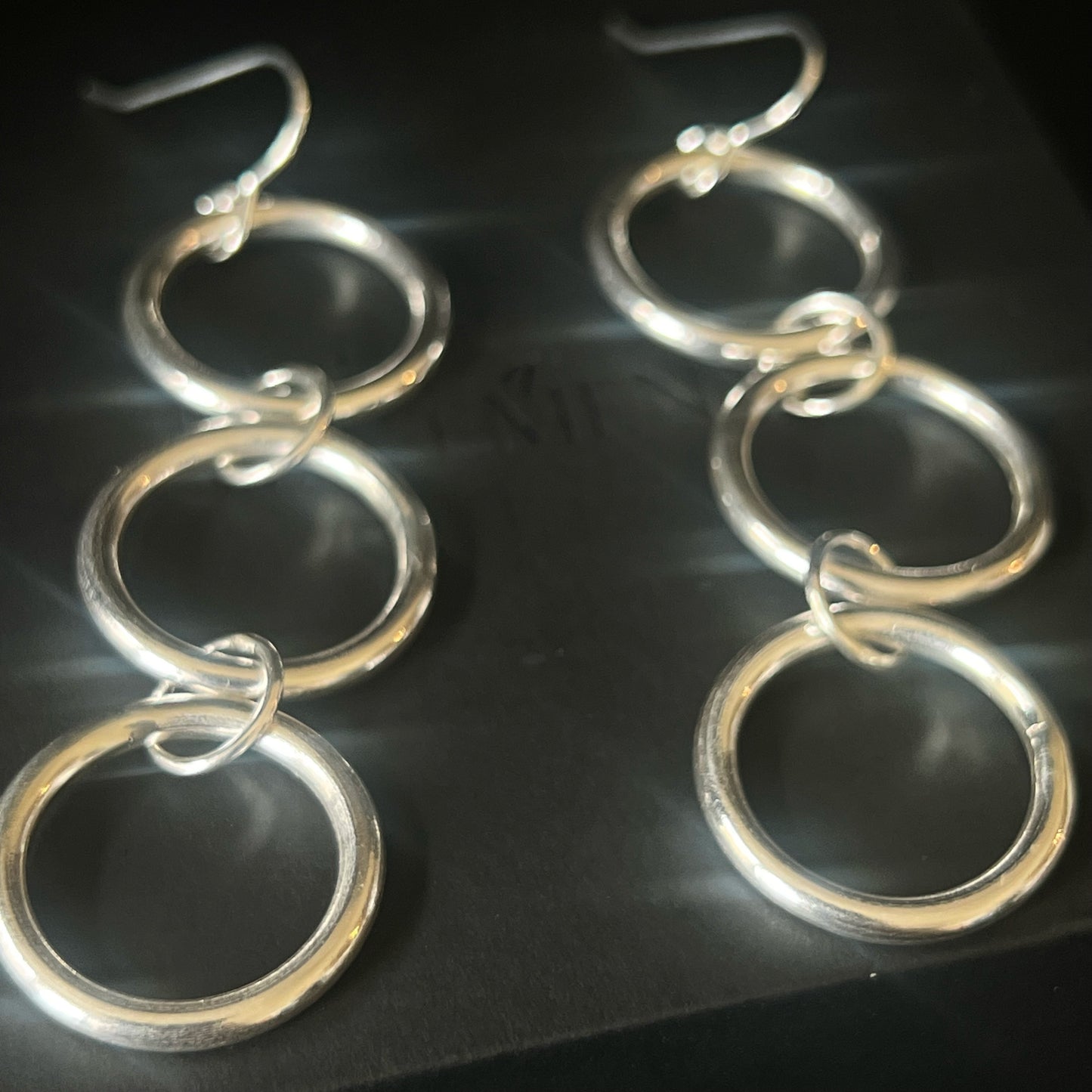 Chunky Sterling Silver Circle Drop Earrings