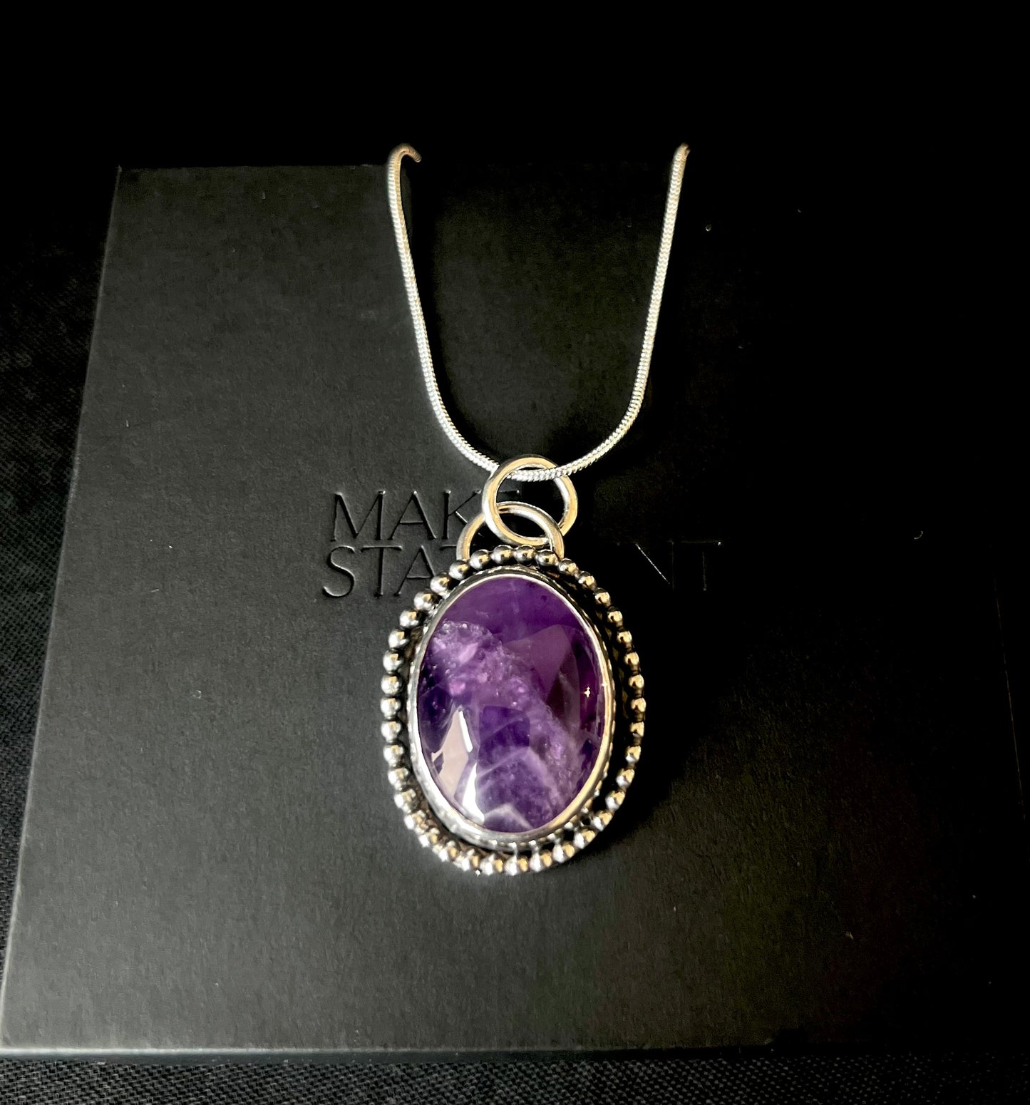 Amethyst Beaded Sterling Silver Necklace