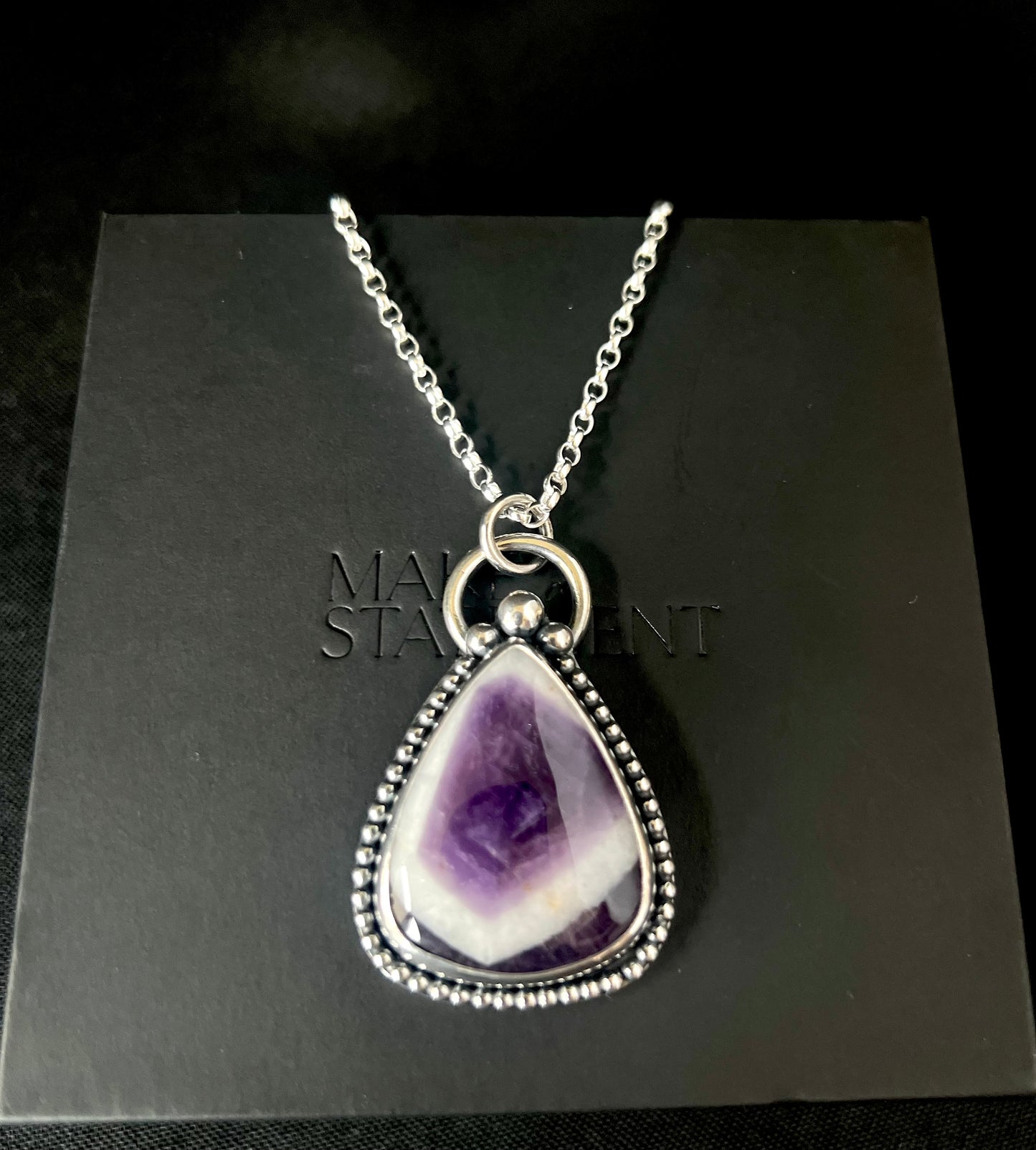 Trapiche Amethyst Sterling Silver Beaded Necklace