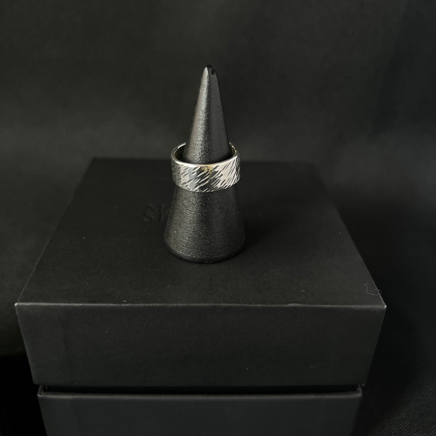 Textured Oxidised Ring - Size J 1/2